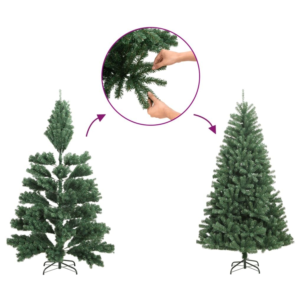 vidaXL 4ft Slim Artificial Christmas Tree with Stand - Green & White, Decorated with Cones and White Snow, Complete with Steel Stand - Medaid International