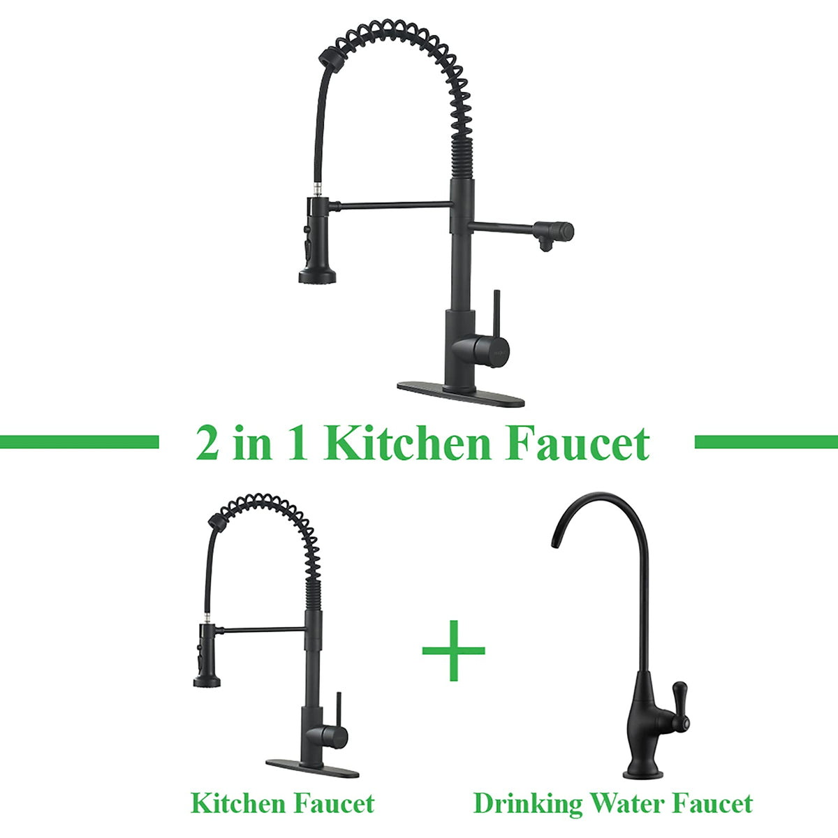 Drinking Water Faucet, Kitchen Faucet, Kitchen Sink Faucet, Water Filtration Faucet, Sink Faucet, Pull-Down Kitchen Faucets, Bar Water Filter Faucet, Matte Black, Stainless Steel, PB1030