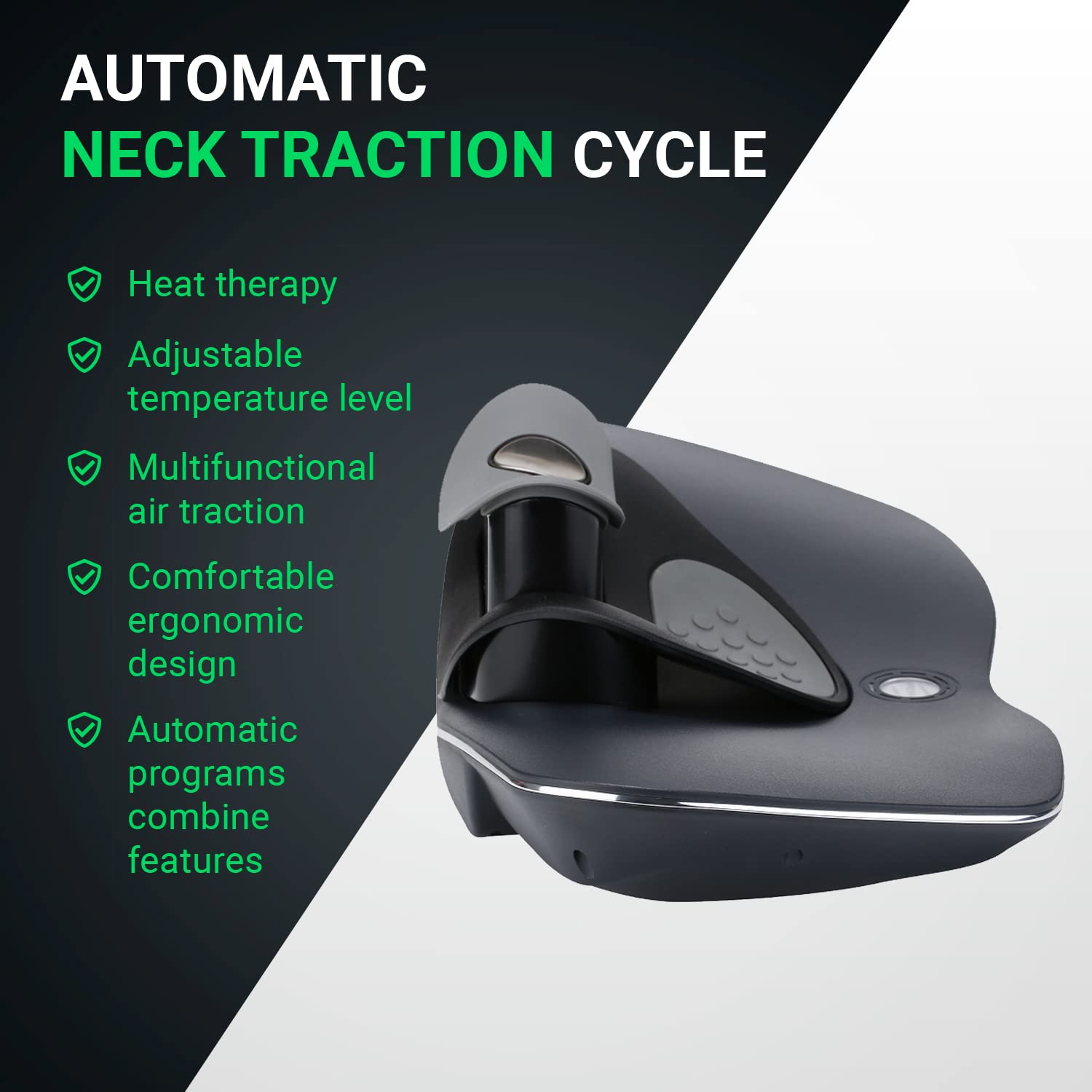 Neck Traction with Heat Therapy by Dynamic Wedge Cervical - Automatic Device, Multi-Function Programs, Adjustable Temperature - Neck Pain Relief, Stretcher - Medaid International