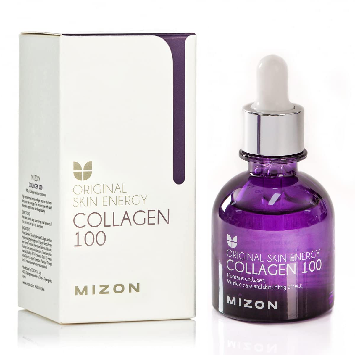 MIZON Collagen 100 Korean Ampoule with Concentrated Marine Collagen Elasticity Booster Serum Peptides Deep Hydration (1.01 fl. oz) - Medaid International