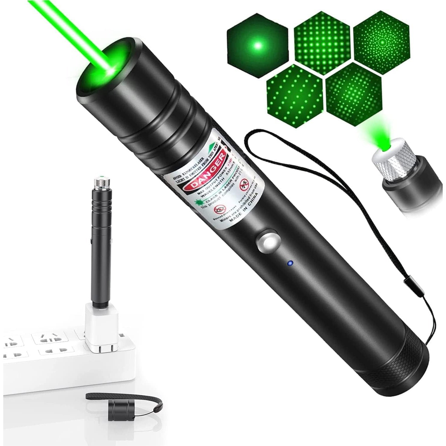 IVVTRYI Long Range High Power Tactical Green Beam Flashlight Laser Pointer rechargeableUSB Laser Pointer Cat Toys with Star Cap Adjustable Focus for Teaching Outdoor Hunting - Medaid International