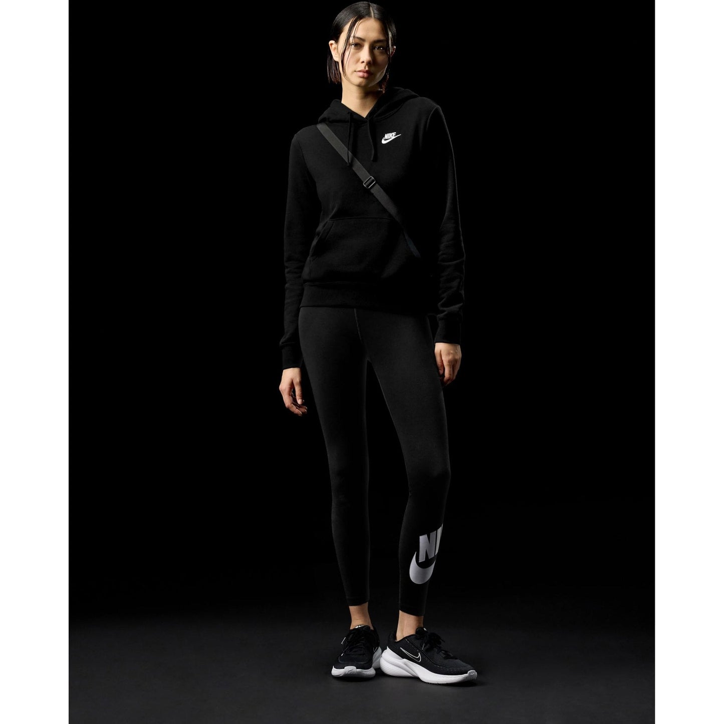 Nike Women's Sportswear Club Fleece Pullover Hoodie, Black/White, Medium - Medaid International