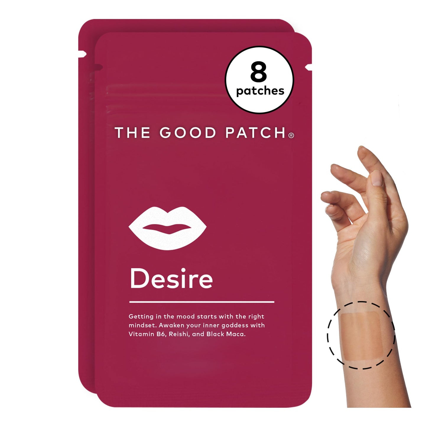 The Good Patch Desire Sexual Wellness Patches, Get in the Mood, Natural with Vitamin B6, Reishi, Black Maca, Plant Powered Wearable Wellness, Botanical and Vitamin (8 Total Patches) - Medaid International