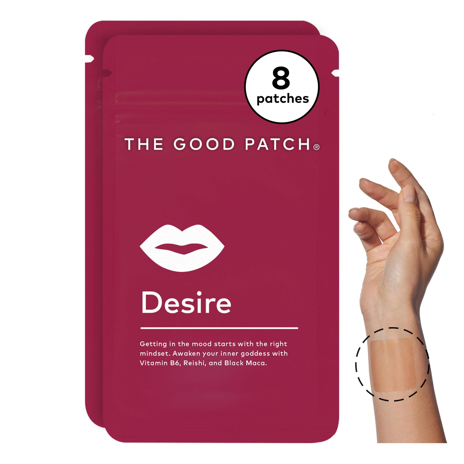 The Good Patch Desire Sexual Wellness Patches, Get in the Mood, Natural with Vitamin B6, Reishi, Black Maca, Plant Powered Wearable Wellness, Botanical and Vitamin (8 Total Patches) - Medaid International