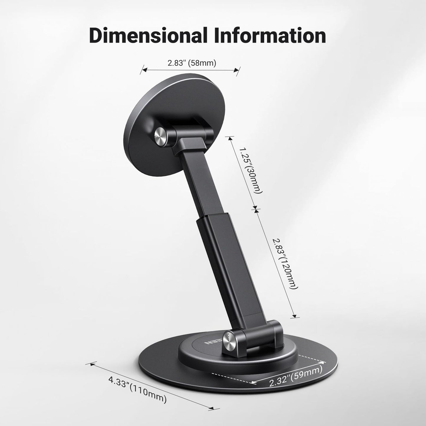 UGREEN Magnetic Phone Stand for MagSafe, Height Adjustable iPhone Stand for Desk with 360° Rotation Compatible for iPhone 17 Air 16 Pro 15 Pro Max 14 Plus 13 12 and MagSafe Case, Black - Medaid International