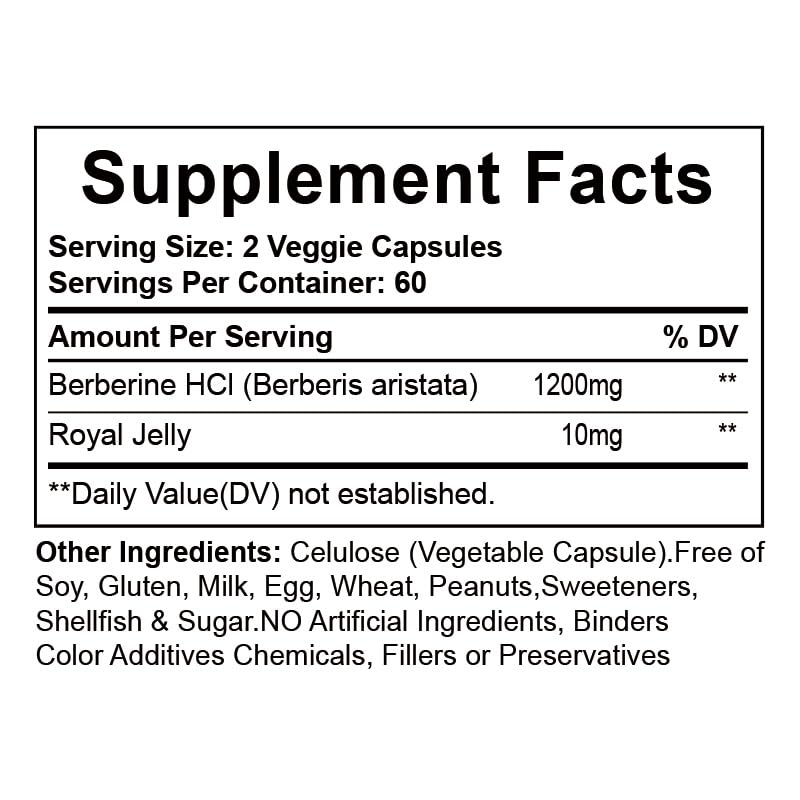 KOKOLLY Berberine Supplement 1200mg -Natural Plant- Based with Berberine HCL,Cinnamon, Bittermelon, Gymnema(120 Capsules) - Medaid International