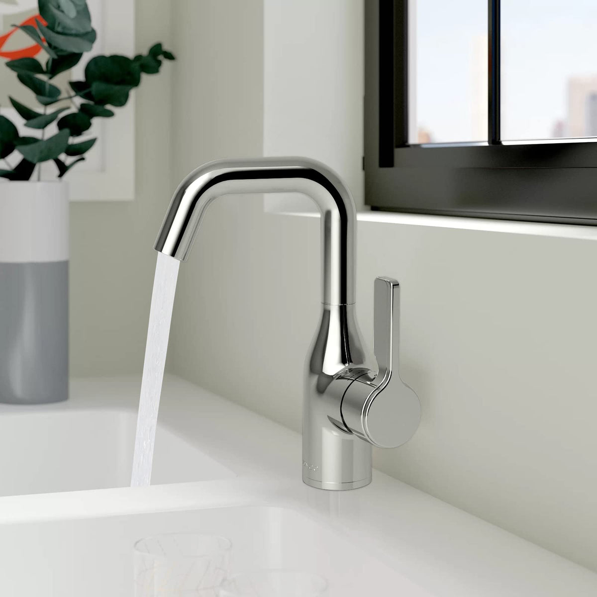 JOMOO Bathroom Faucet, Single-Lever Basin Mixer Deck Mounted Lavatory Tap Basin Mixer Brass Bathroom Sink Fixtures, Chrome