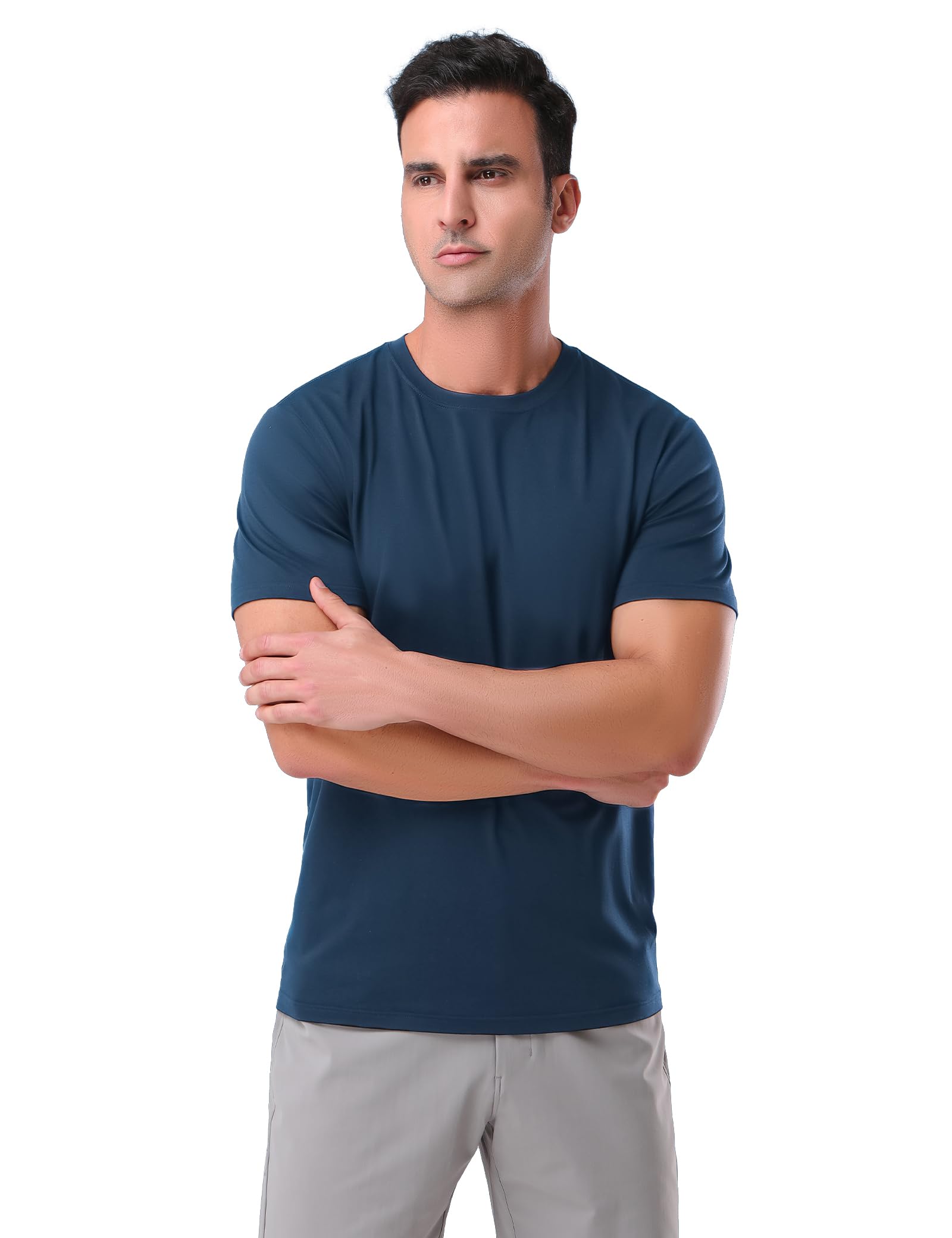 Pioneer Camp Mens Bamboo Viscose T Shirt Ultra Soft White Plain Tshirts for Men Cooling Crew Neck Casual Basic Tee Shirt - Medaid International