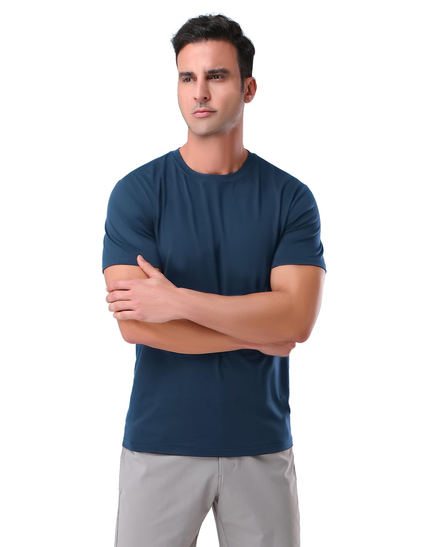 Pioneer Camp Mens Bamboo Viscose T Shirt Ultra Soft White Plain Tshirts for Men Cooling Crew Neck Casual Basic Tee Shirt - Medaid International