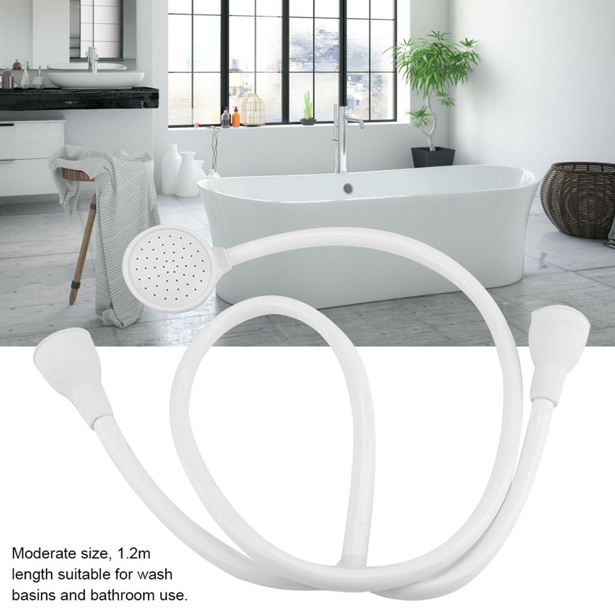 Double Tap Push on Bath Shower Head and Hose Hairdresser Shampoo Spray Pet Cleaner Set Sink Hose Attachment