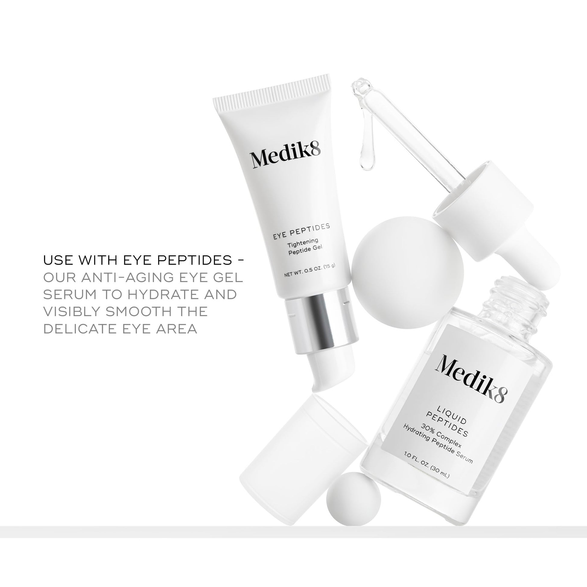 Medik8 Liquid Peptides - Regenerating Multi Peptide Serum - Smooths Wrinkles and Fine Lines - Hydrating, Brightening, Plumping - 1.0 oz - Medaid International