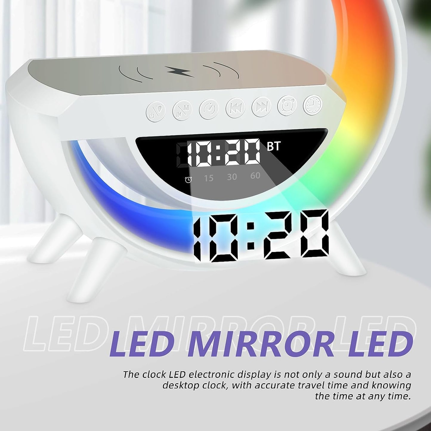 Alarm Clock RGB Lamp with Wireless Charging
