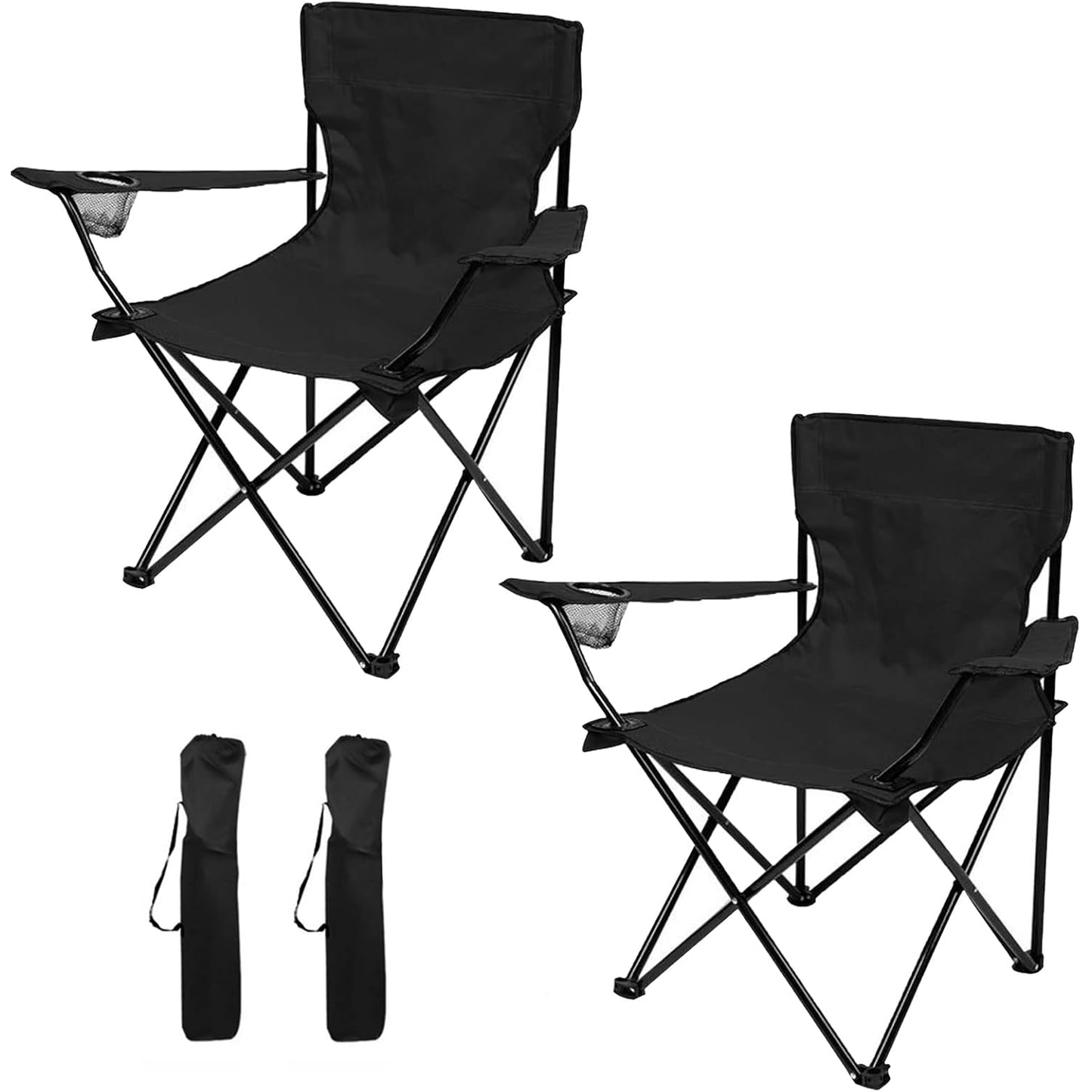 Portable & Foldable Camping Chair with Cup Holder, Outdoor Chair ‚Äì Black - Medaid International