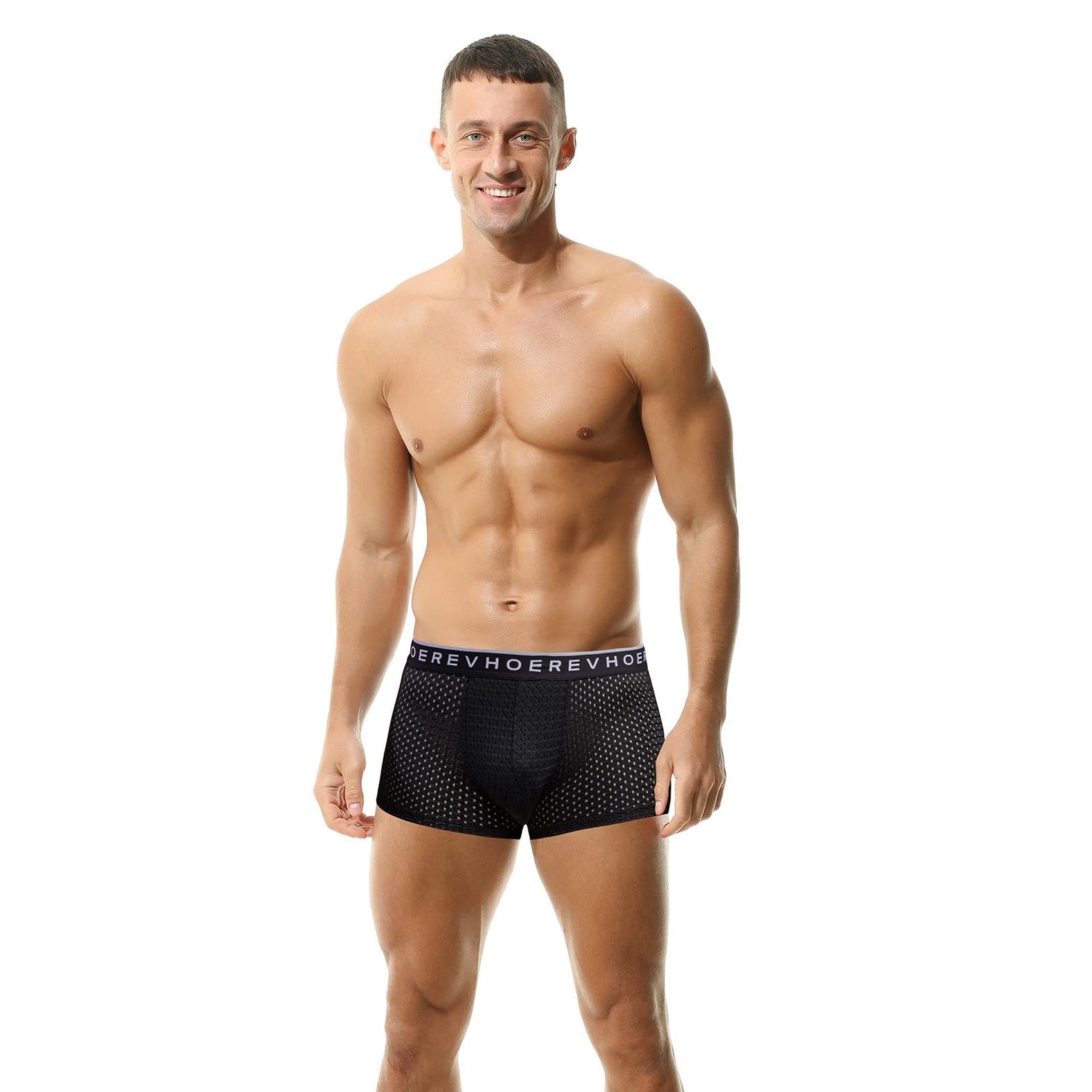 Hoerev Pack of 4 Mens Comfortable, Breathable Boxer With Mesh Holes,Black,L - Medaid International