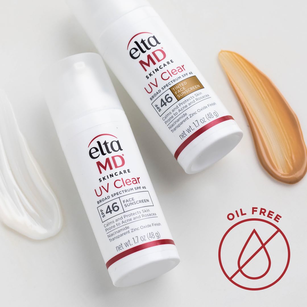 EltaMD UV Clear Tinted Sunscreen for Face, SPF 46 with Zinc Oxide, Oil-Free, Dermatologist Recommended, For Acne-Prone Sensitive Skin, 1.7 oz - Medaid International