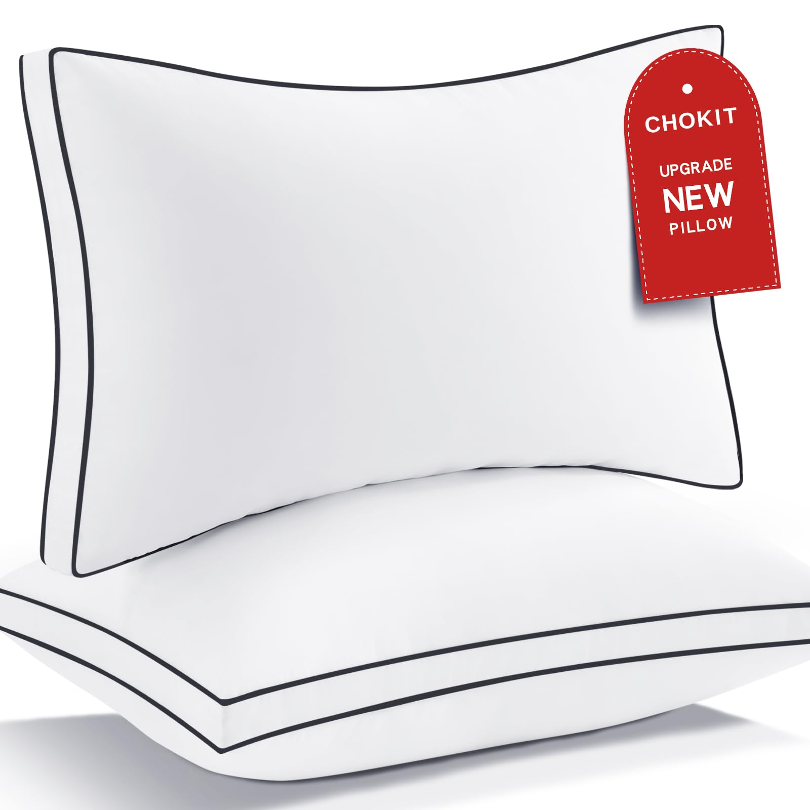 Premium Pillows Queen Size Set of 2, Fluffy and Supportive 7D Down Alternative Bed Pillows, Luxury Soft Hotel Quality Gusseted Pillow for Side Back Stomach Sleepers, Relief Neck Head and Shoulder Pain - Medaid International