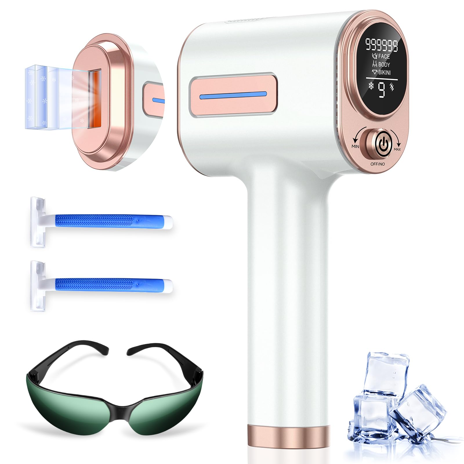 VivaEase Laser Hair Removal, 999,900+ Flashes IPL Hair Removal Device for Women and Men, Ice-Cooling Painless Laser Hair Removal, At-Home Hair Remover for Armpits Back Facial Legs Arms Bikini Line - Medaid International