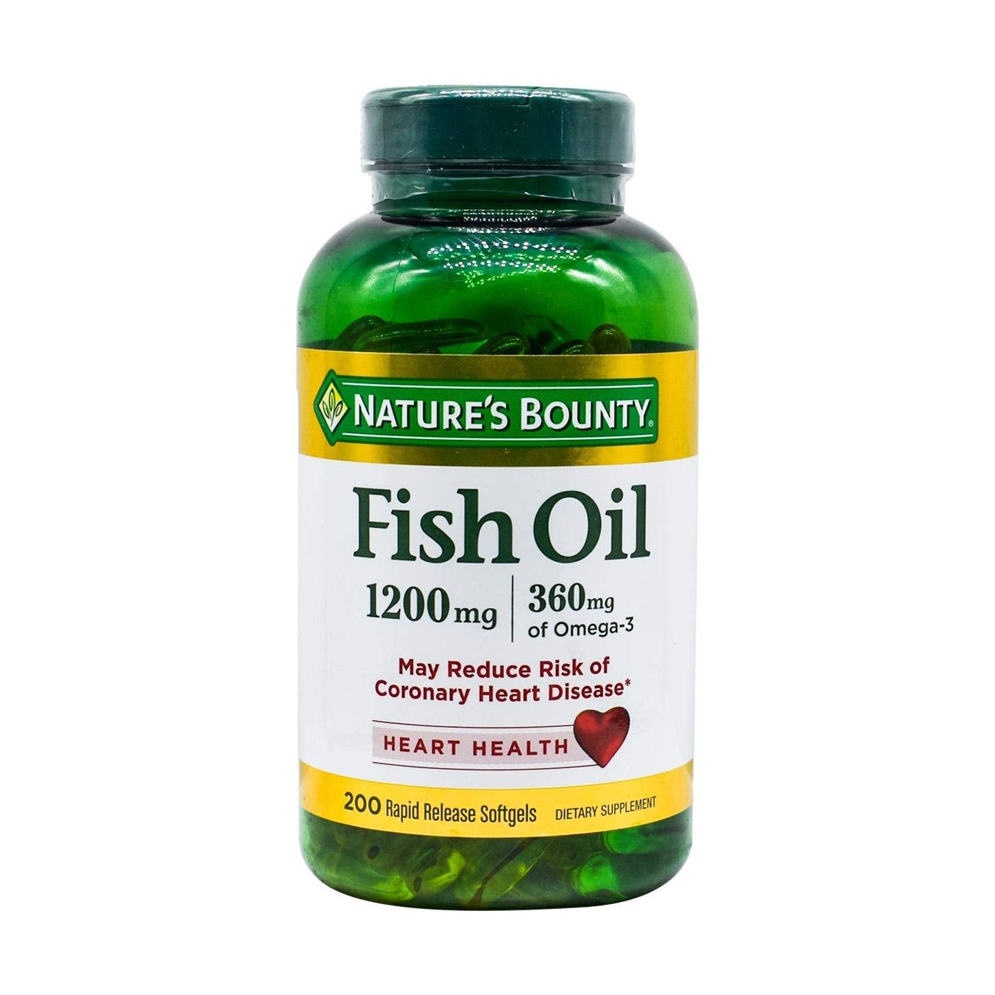 Nature's Bounty Fish Oil, Supports Heart Health, 1200 Mg, Rapid Release Softgels, 200 Ct - Medaid International