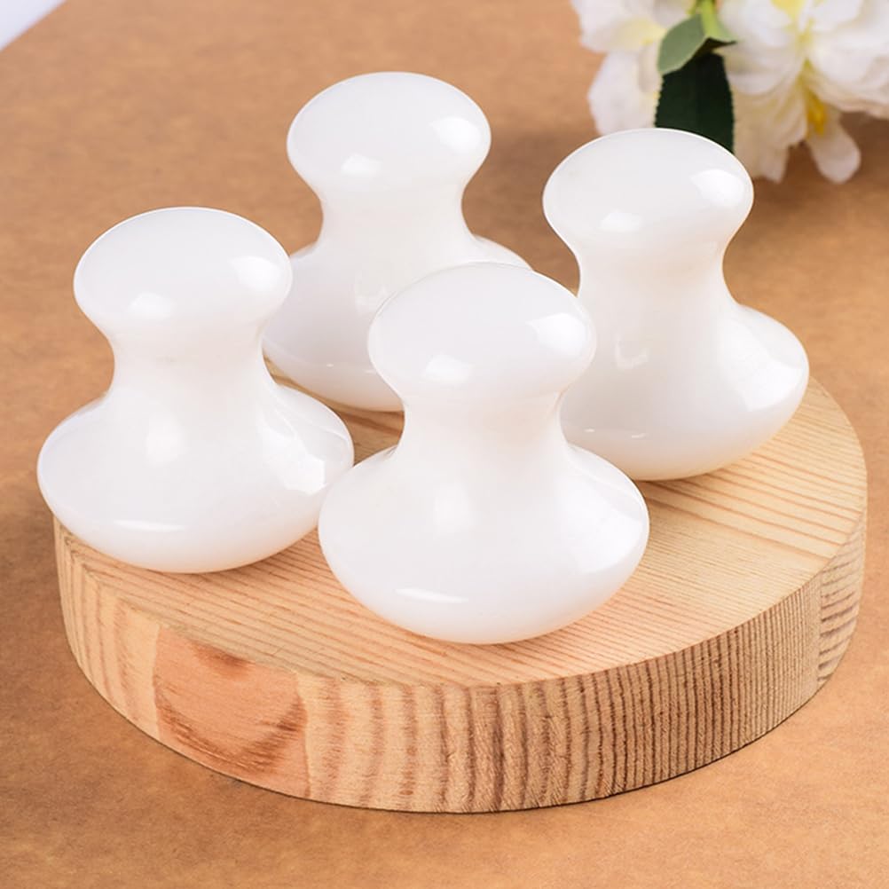 Uonlytech 2Pcs Gua Sha Facial Tools, White Jade Quartz Massage Gua Sha Rollers Stones Scraping Massage Tool for Women Home Spa - Medaid International