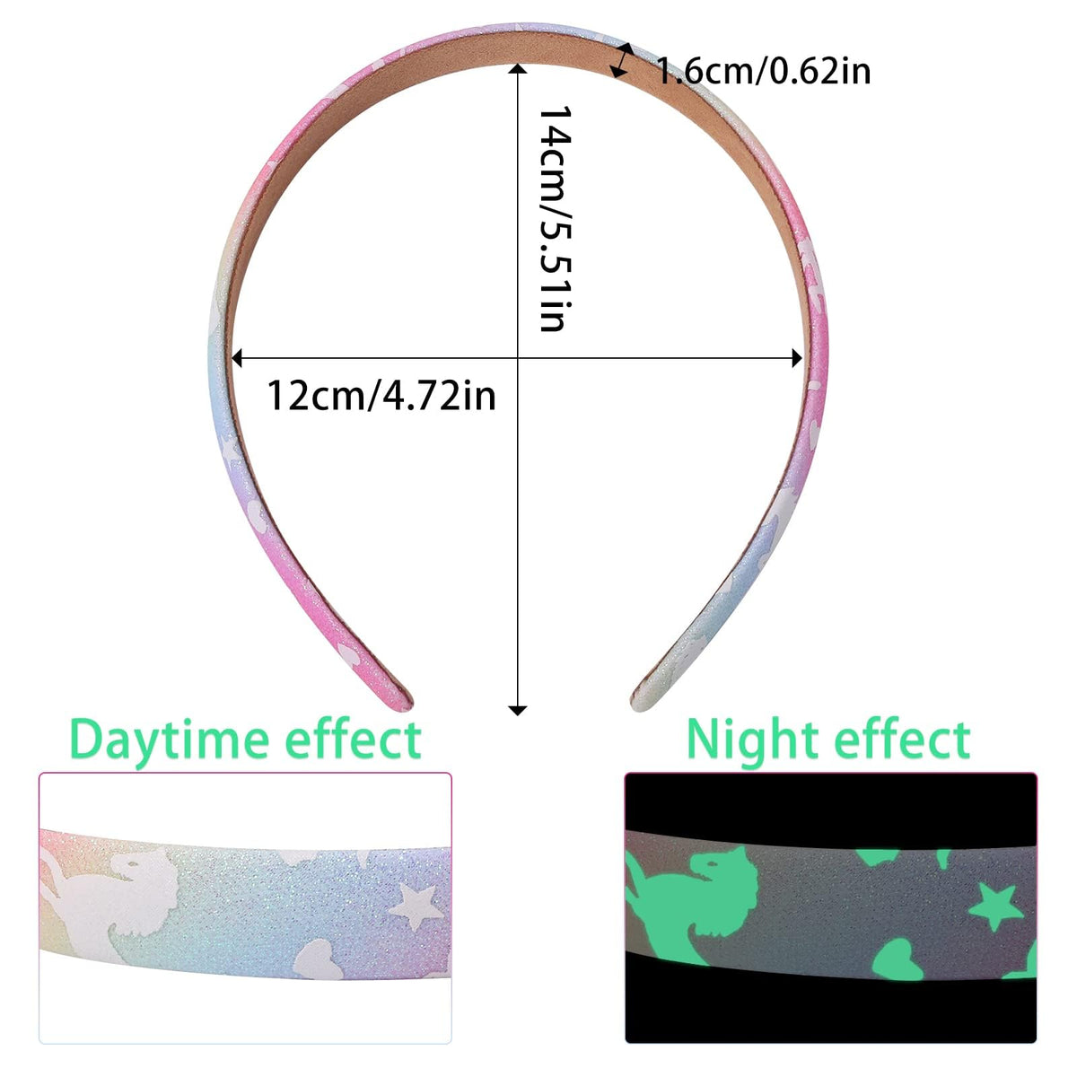 TERRIFI Glitter Unicorn Headband for Girls - Girls Headband for Kids Children No Slip Glitter Hair Bands for Toddler