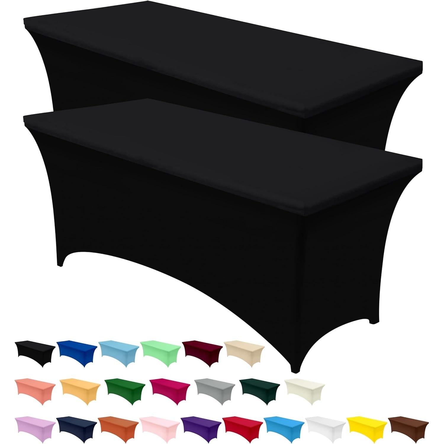 Utopia Kitchen Spandex Tablecloth 2 Pack [6FT, Black] Tight, Fitted, Washable and Wrinkle Resistant Stretch Rectangular Patio Table Cover for Event, Wedding, Banquet & Parties [72Lx30Wx30H Inch] - Medaid International