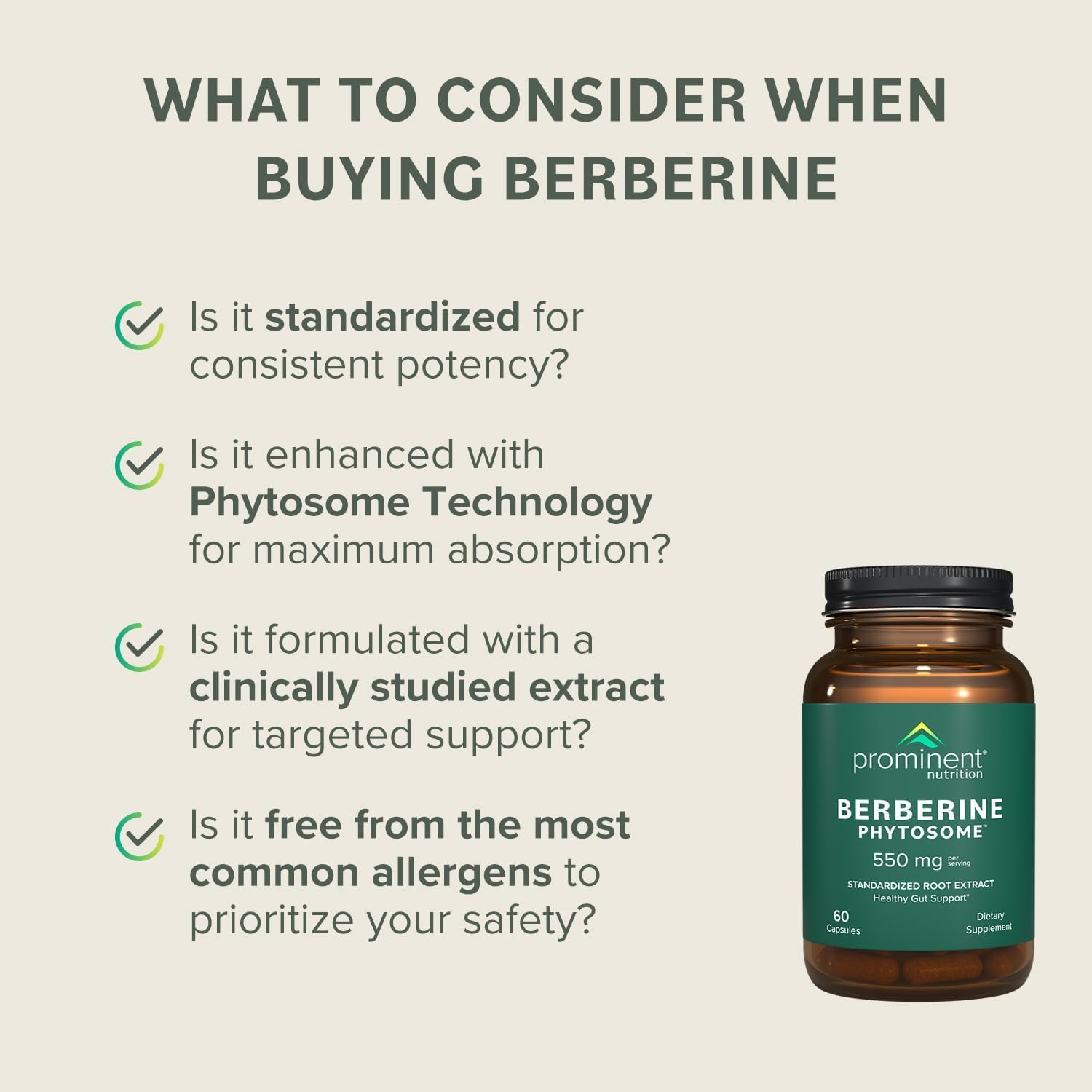 Prominent Nutrition Berberine Phytosome Supplement, Healthy Gut Support, 550 mg, 60 Count - 1 Pack - Medaid International