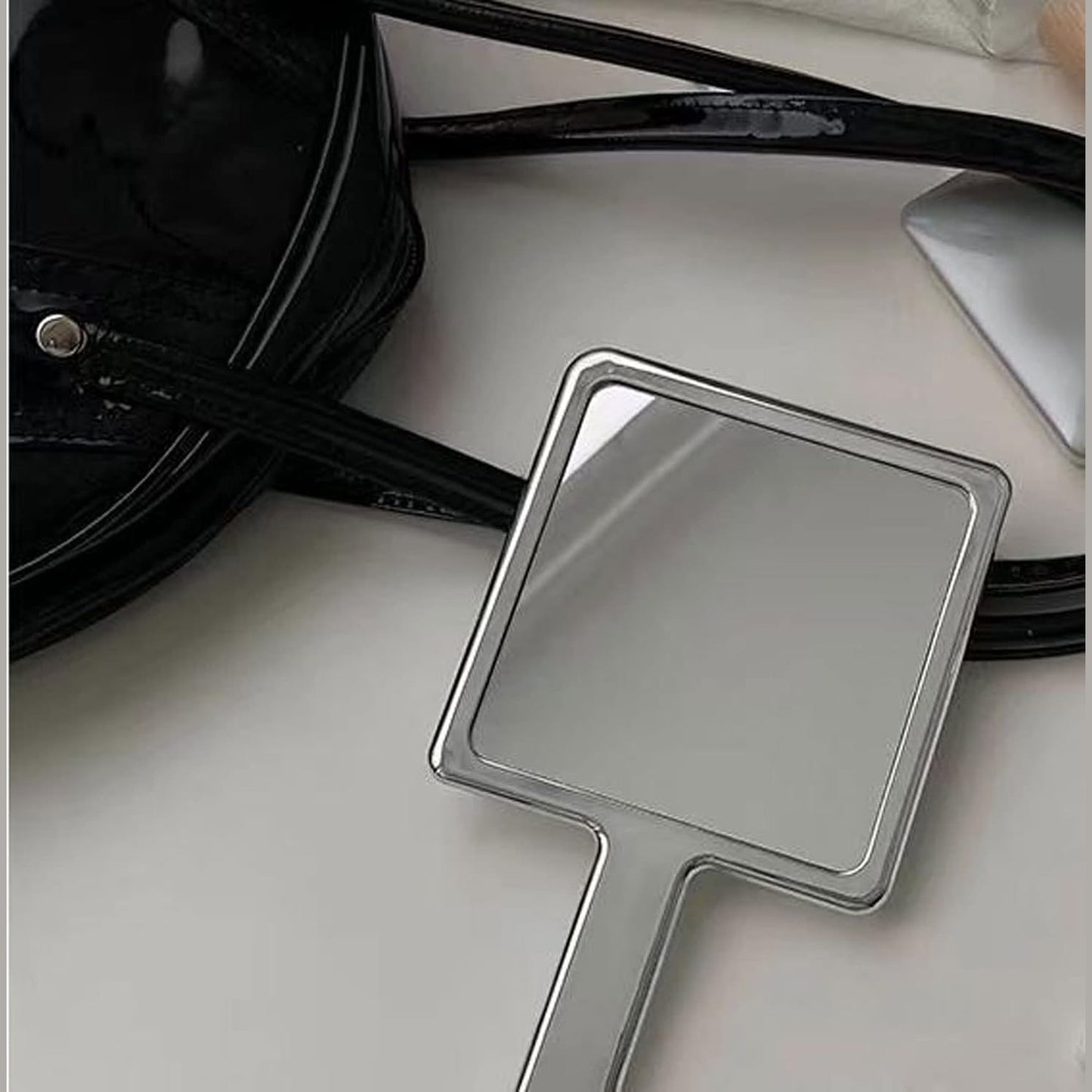 (NET)Mirror for Makeup Liquid Temperament Square Handle Mirror Makeup Mirror/ 053262