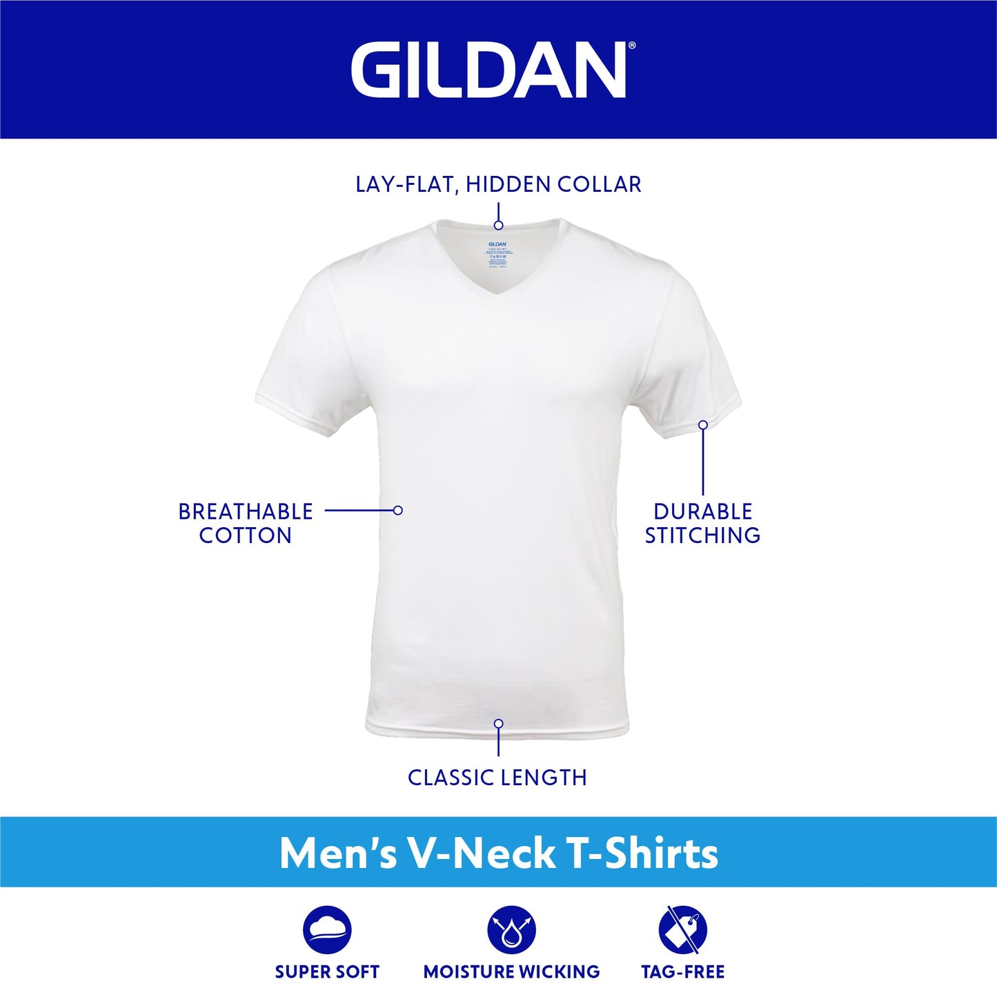 Gildan Men's V-Neck T-Shirts, Multipack, Assorted (5-Pack), X-Large - Medaid International
