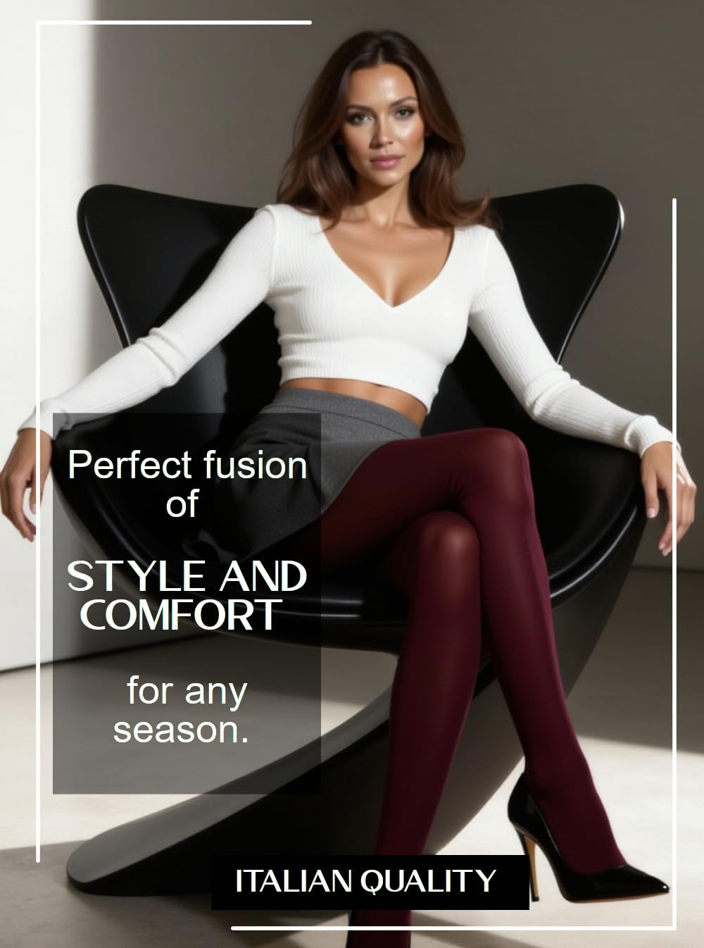 Mila Marutti Burgundy Tights for Women - Elegant and Comfortable Tights for Women - Semi Opaque Hosiery Stockings - Burgundy, M - Medaid International