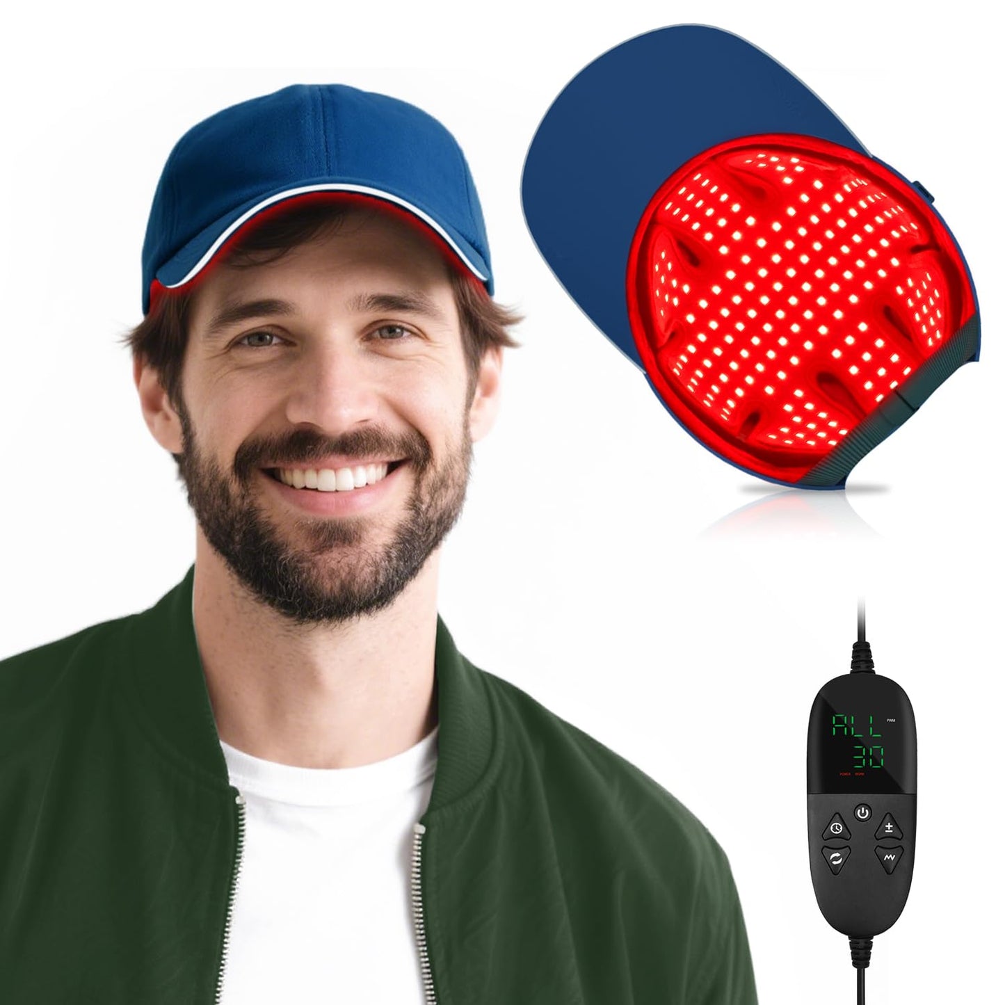 Red Light Cap, Red Light Hat for Head, 630nm 850nm 940nm Infrared Light Cap Adjustable Size, and Pulse Mode - Medaid International