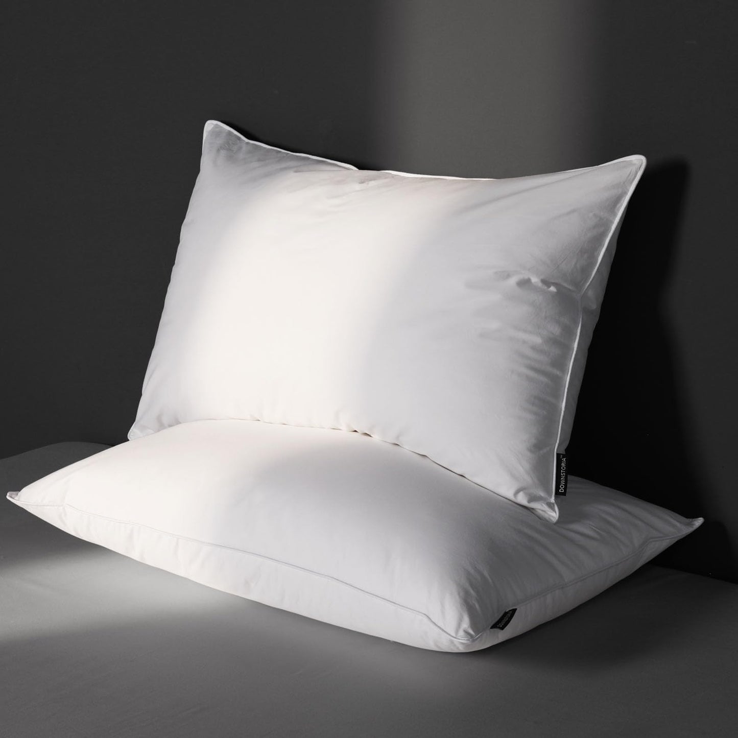 Luxury Feather Down Pillow Queen Size Set of 2 Pack, 100% Cotton Hotel Collection Bed Pillows for Sleeping, Down Surrounded Soft Medium Firm Pillows for Side Back Stomach Sleepers 20" x 30" - Medaid International