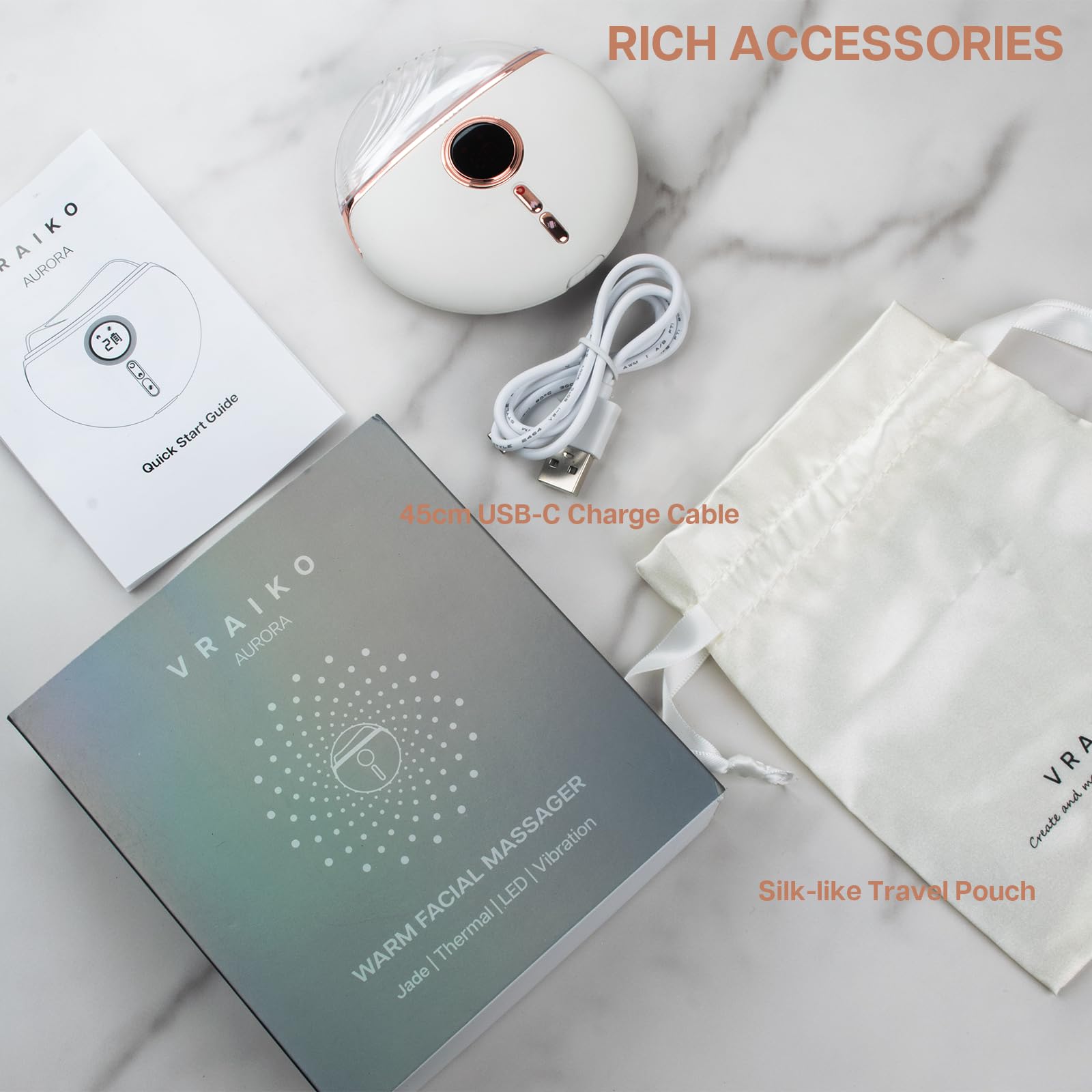 VRAIKO Aurora LED Gua Sha Device, Jade Stone Gua Sha Facial Tool with Heat and Vibration, Face Massager for Anti-Aging Wrinkles Puffiness Skin Rejuvenation and Toning (Aurora) - Medaid International