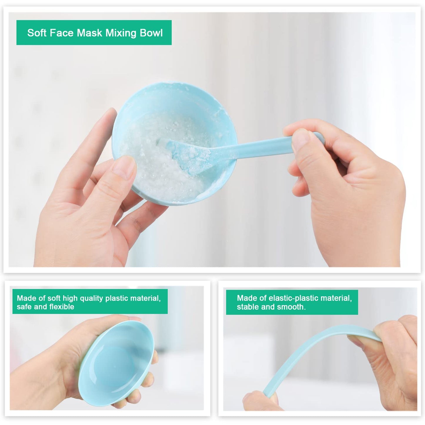 Face Mask Mixing Bowl Set, Facial Mask Mixing Tool Kit with Plastic Mask Bowl Silicone Mask Brushes Measuring Cup Stick Spatulas Facial Sponge (10PCS) - Medaid International