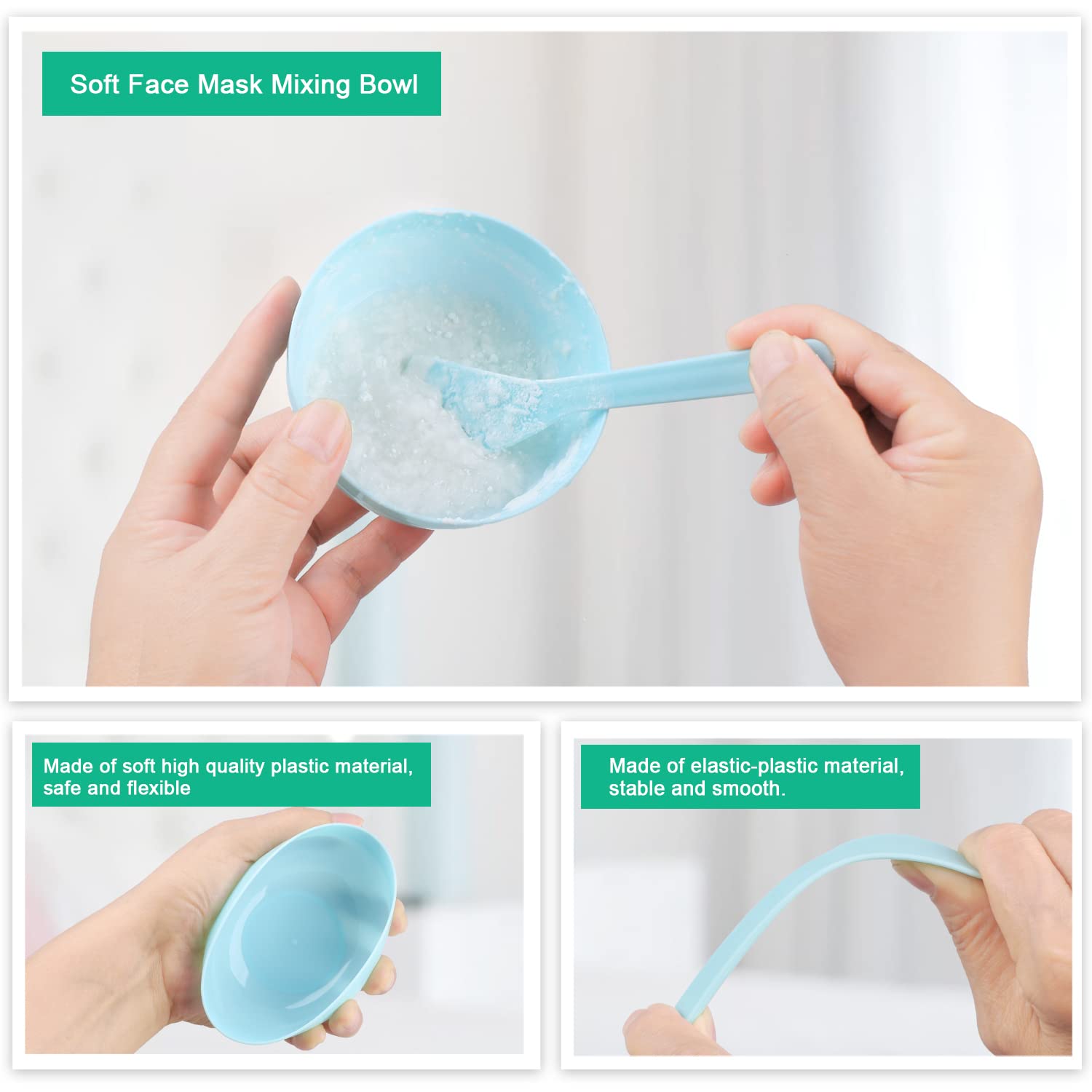Face Mask Mixing Bowl Set, Facial Mask Mixing Tool Kit with Plastic Mask Bowl Silicone Mask Brushes Measuring Cup Stick Spatulas Facial Sponge (10PCS) - Medaid International