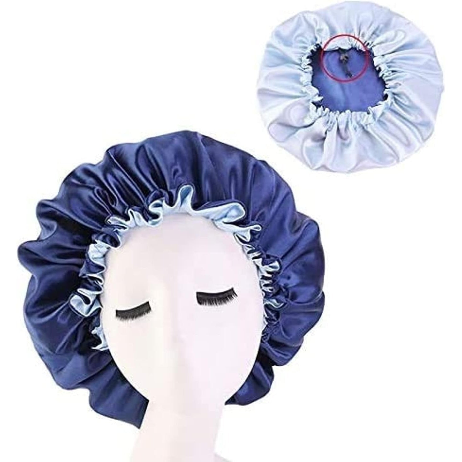 Women's Adjustable Reversible Satin Bonnet - Soft Double Sided Sleep Cap, Protects Natural Hair, Assorted Colors (Black) - Medaid International