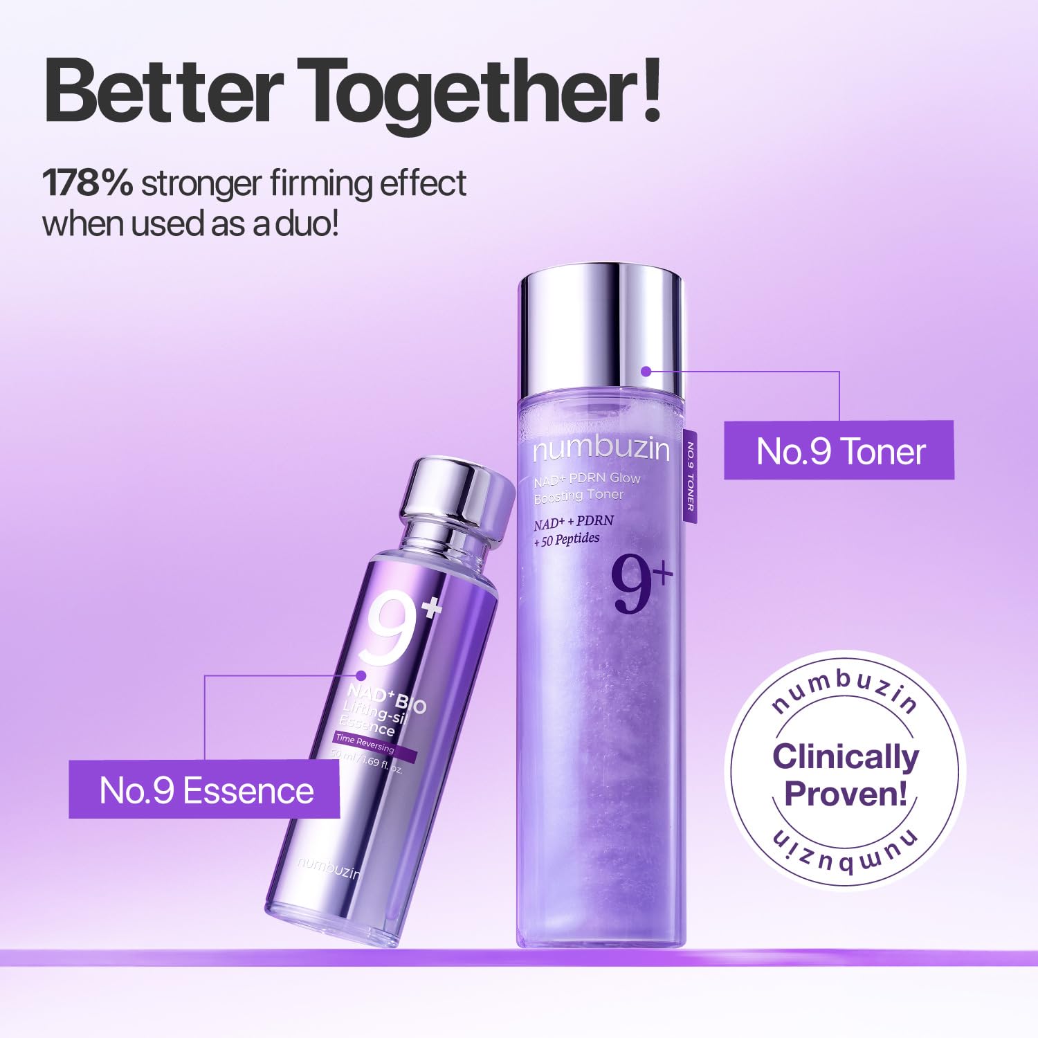 numbuzin No.9 Toner | NAD+ PDRN Glow Boosting Toner | Korean Skincare for Glowing, Firming, Wrinkles, Fine Lines | Salmon PDRN, Peptides | Essence for Aging, Dull Skin | 5.07 fl. Oz - Medaid International