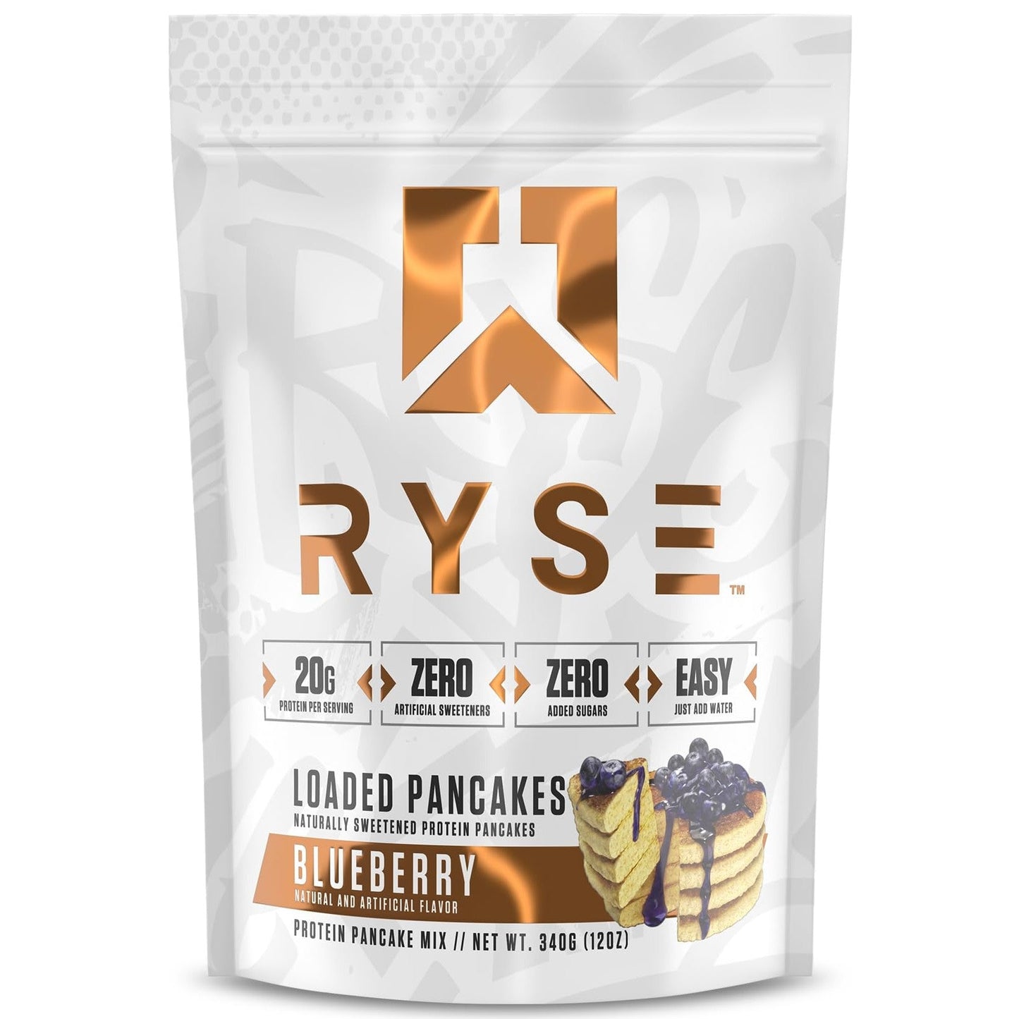 RYSE Loaded Protein Pancake & Waffle Mix - Blueberry - Naturally Sweetened Breakfast with 21g Protein, 3g MCTs and 2g Fiber - No Added Sugar - High Protein Snack for Clean Energy - 6 Servings - Medaid International