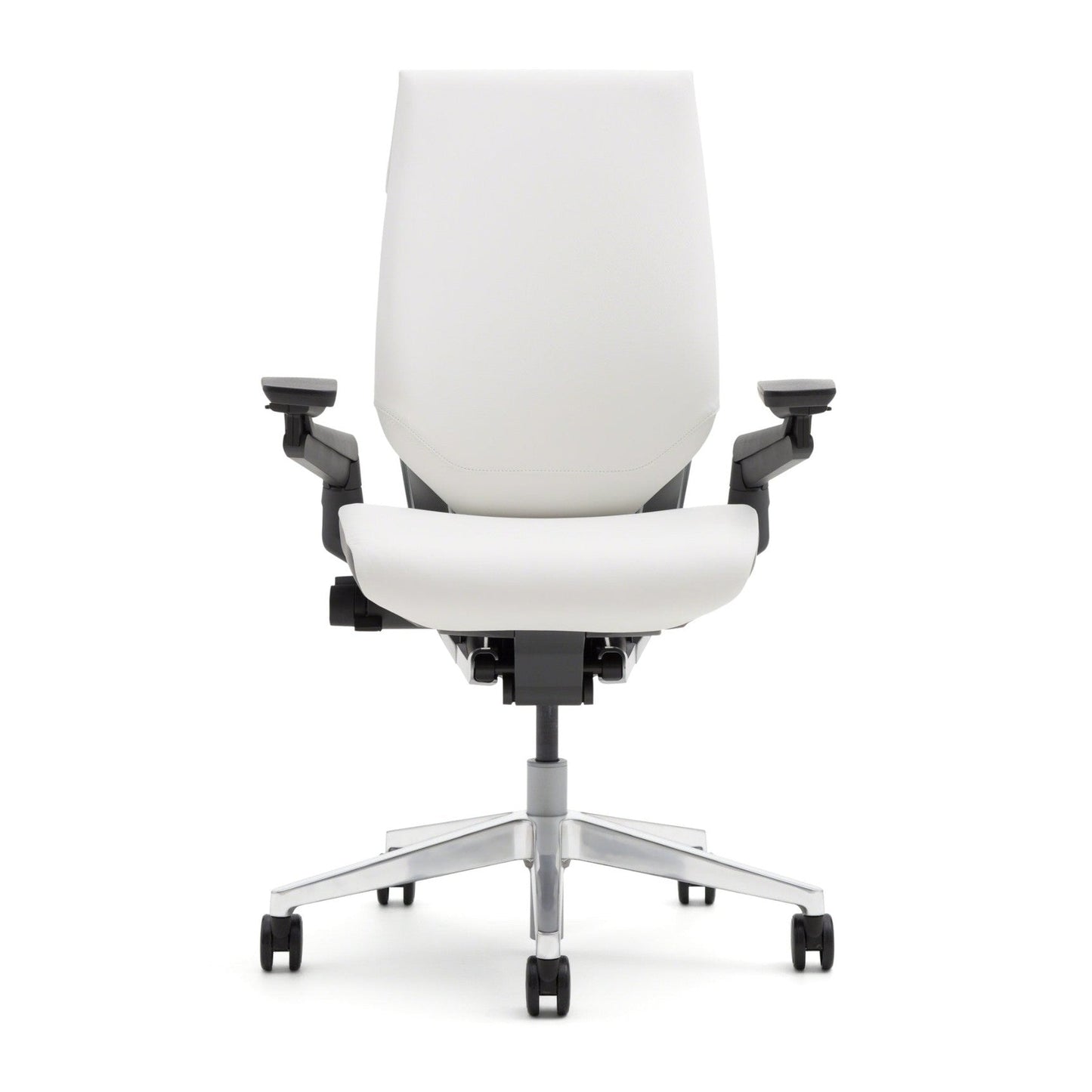 Steelcase Gesture Office Chair - Buzz2 Black Upholstered Wrapped Back Platinum Metallic Frame Medium Seat Merle Seat/Back/Arms (Dark/Light) Hard Floor Caster Wheels - Medaid International