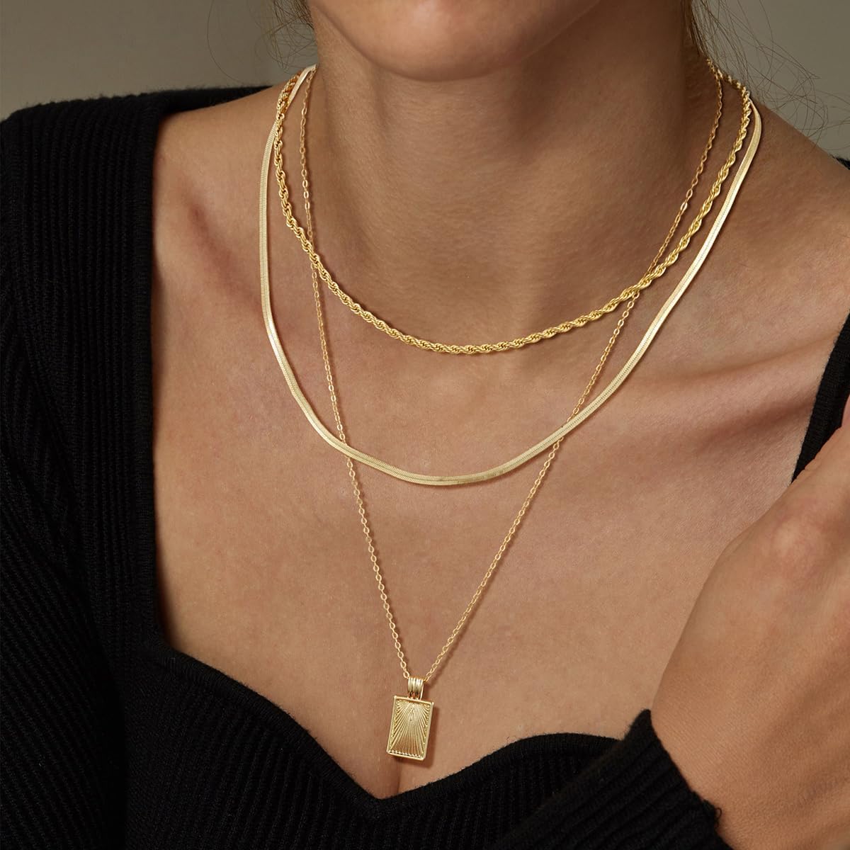 TERRIFI Layered Gold and Silver Necklaces for Women, Stackable 14K Real Gold Plated Silver Chain with Diamond Circle CZ Pendant, Trendy Jewelry Set for Layering and Gifting