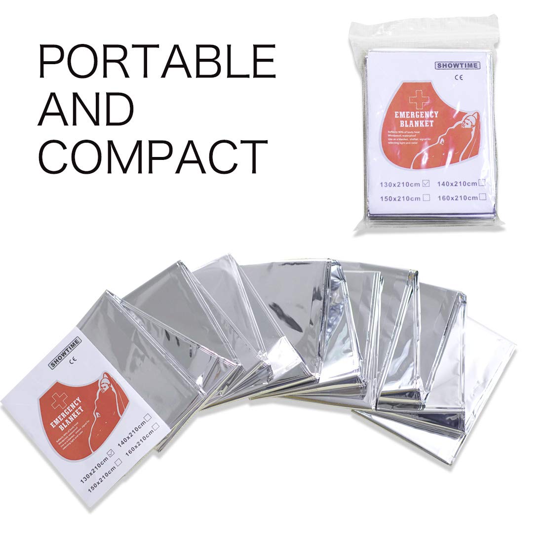ifory Emergency Mylar Thermal Blankets, Space Blanket Survival kit Camping Blanket, Windproof & Waterproof Shield, High-Visibility Rescue Signal (Pack of 6)