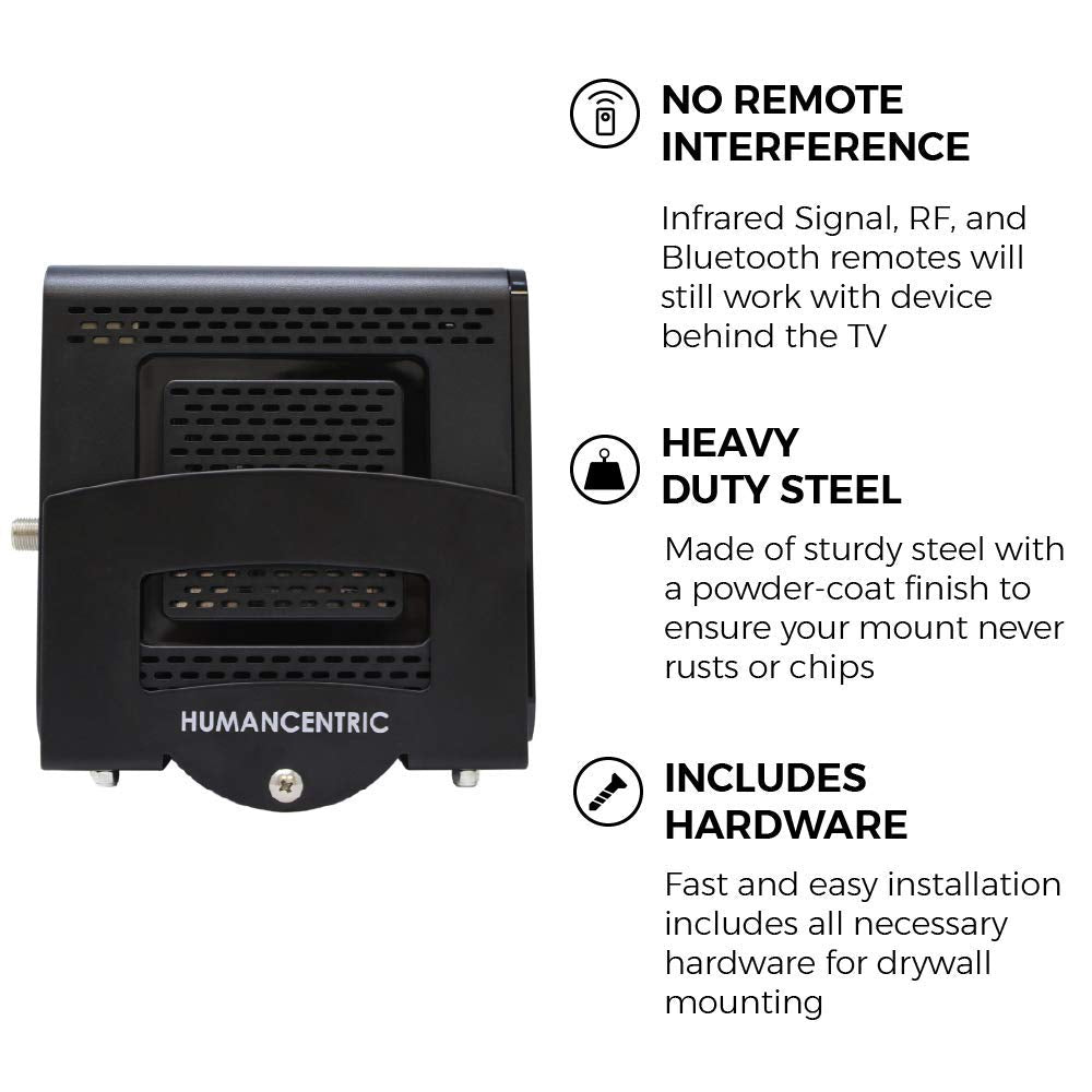 HumanCentric Cable Box and Modem Mount, Adjustable Wall Mount for Small and Wide Devices, Cable Boxes, Modems, DVD Players, Streaming Media Devices, Mount on The Wall Behind TV, Hardware Included - Medaid International