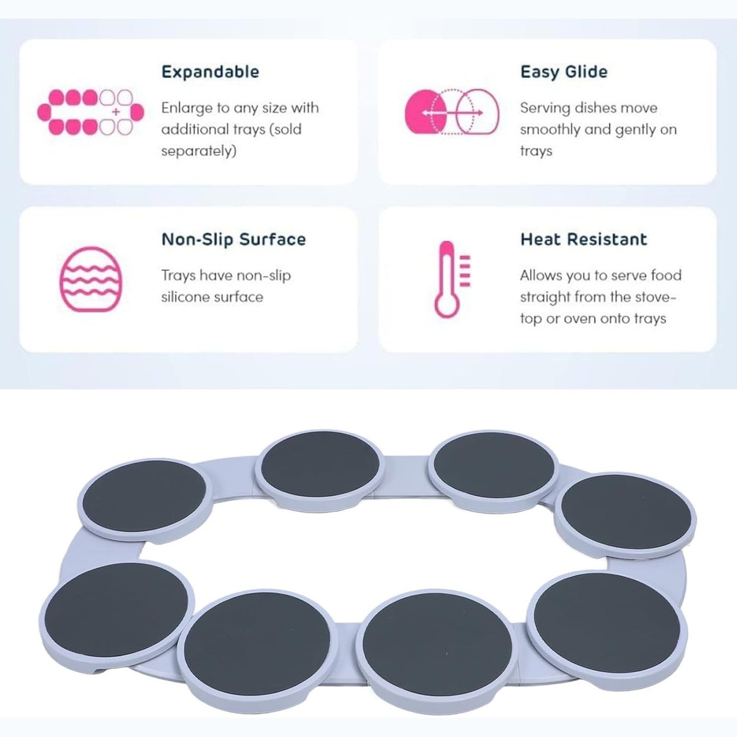 8 Dish Rotating Serving Tray Dining Table Extending Tableware