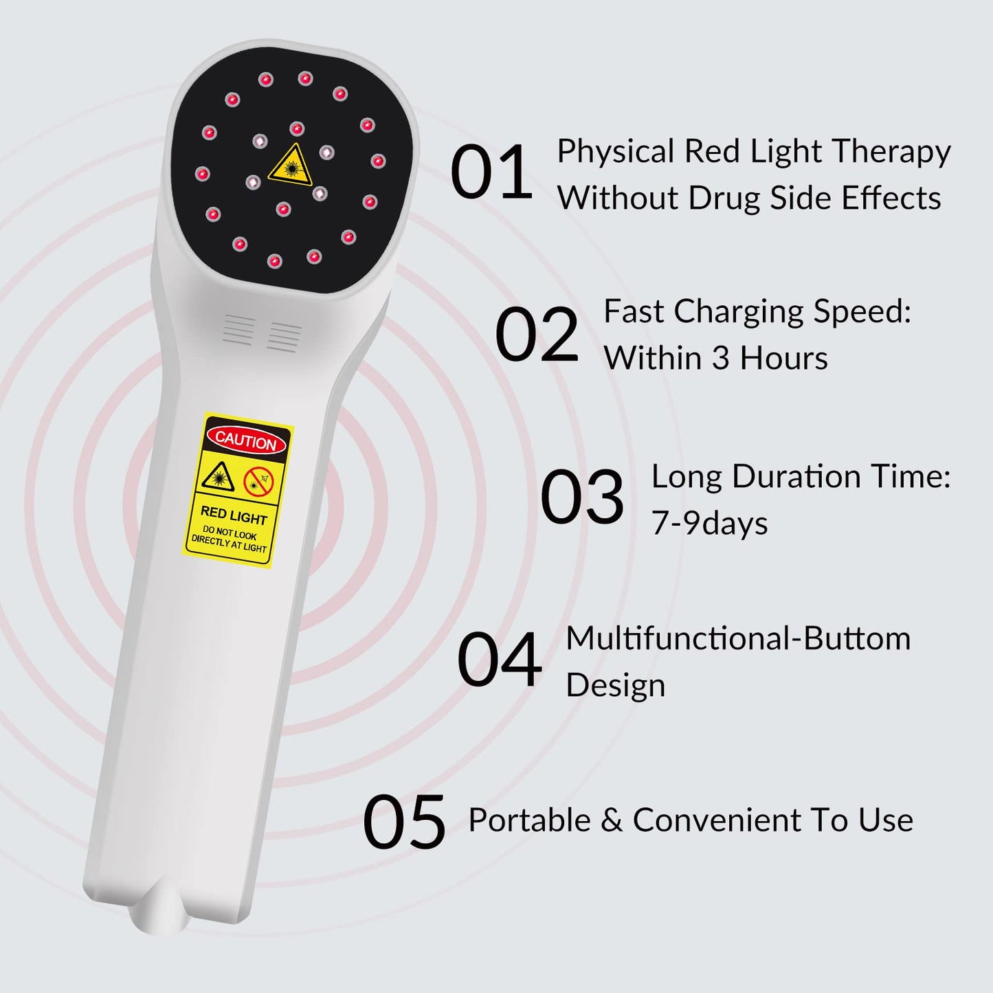 Toponechoice Red Light Therapy Device - 4x808nm+16x650nm Near Infrared Light Therapy for Joint Muscle Pain Relief, Handheld Infrared Therapy for Body, Knee, Shoulder, Back, Dog, Cat, Horse, White - Medaid International