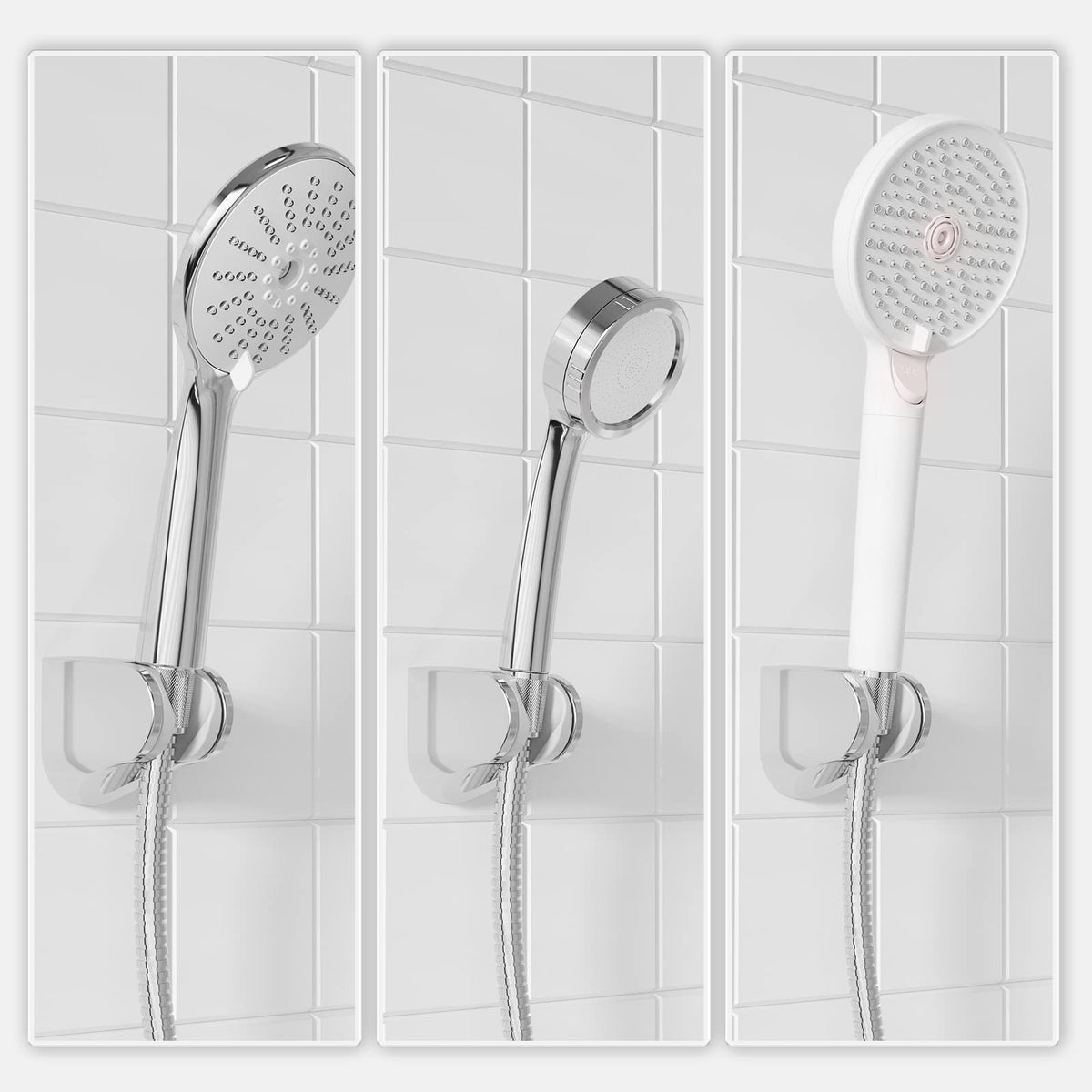 JOMOO Shower Head Holder, Adjustable Shower Head Holder Shower Mounting Brackets Handheld Shower Wand Bracket Shower Wall Mount Holder Chrome Finish
