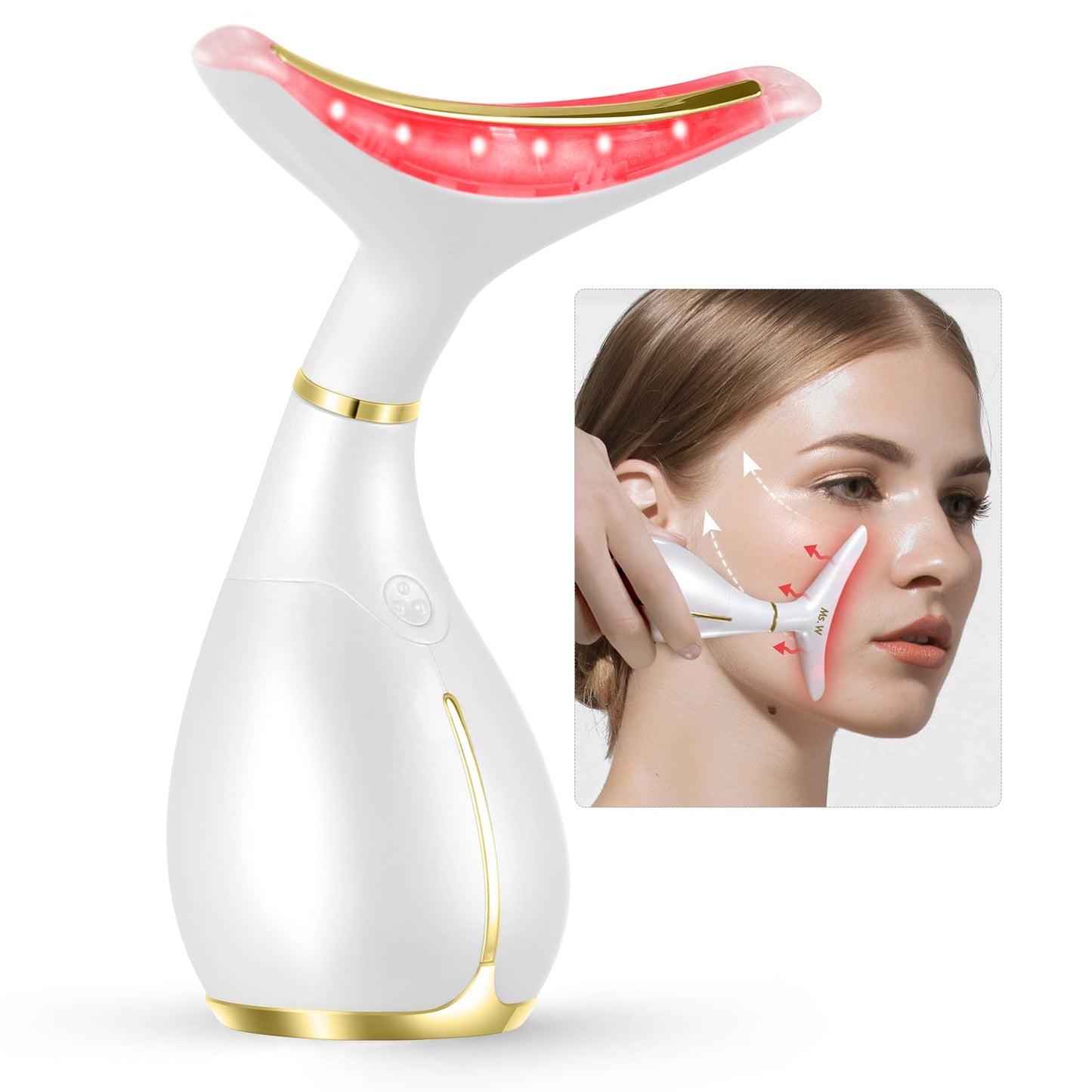 Red Light Facial Massager, Skin Care Tools for Face & Neck Beauty Device, 3 in 1 Face Massager Tool with LED, Thermal, Vibration, Tightenings, Rejuvenation for Women - Medaid International