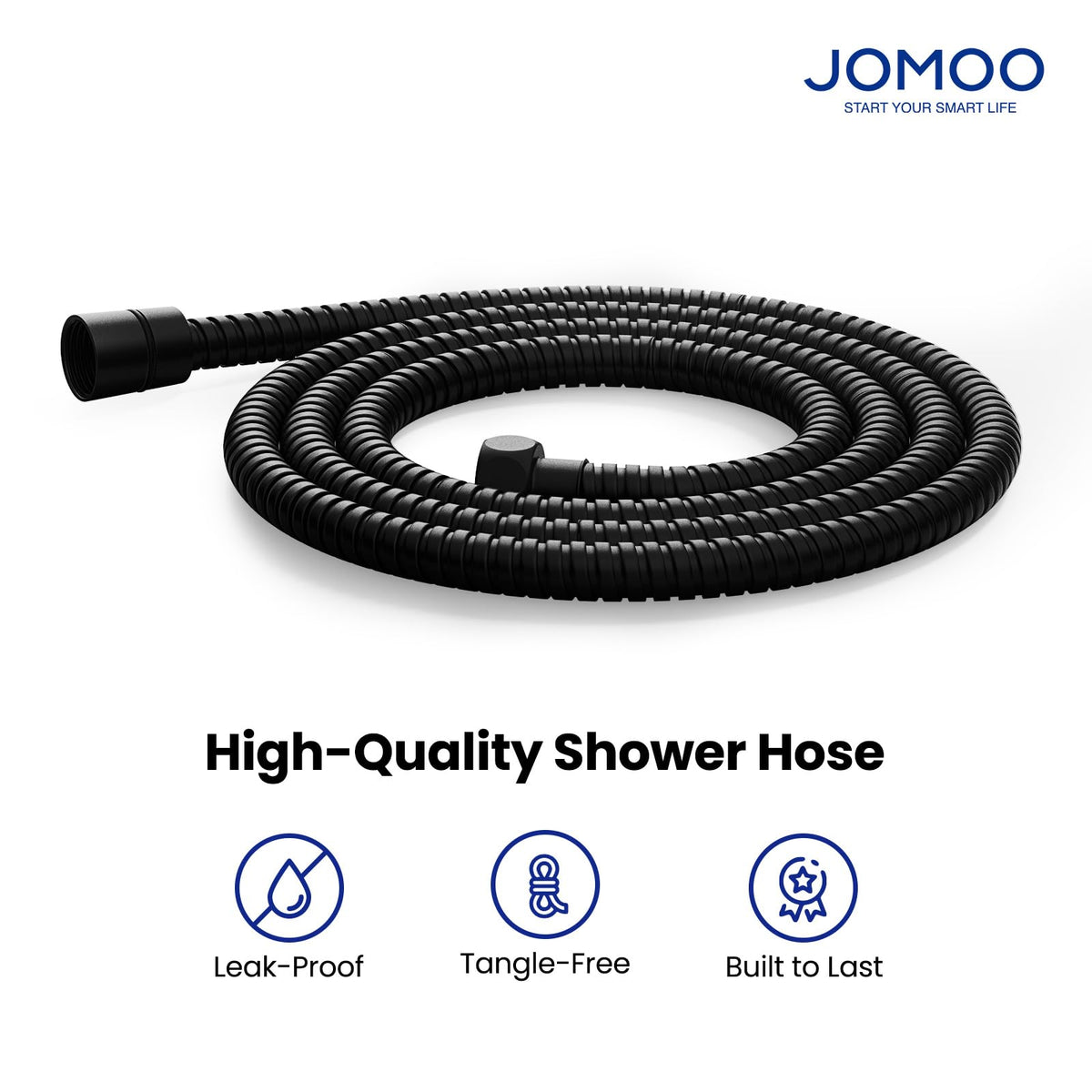 JOMOO Shower Hose, 99 Inch Extra Long Handheld Shower Hose Extension Flexible Stainless Steel Flexible Shower Head Sprayer Hose Attachment, Matte Black
