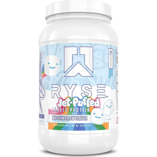 RYSE Loaded Protein Powder - Jet-Puffed Marshmallow - 25g Whey Protein Isolate & Concentrate with Prebiotic Fiber & MCTs - Low Carb, Low Sugar, Digestive-Friendly - 27 Servings / 2 lb Tub - Medaid International