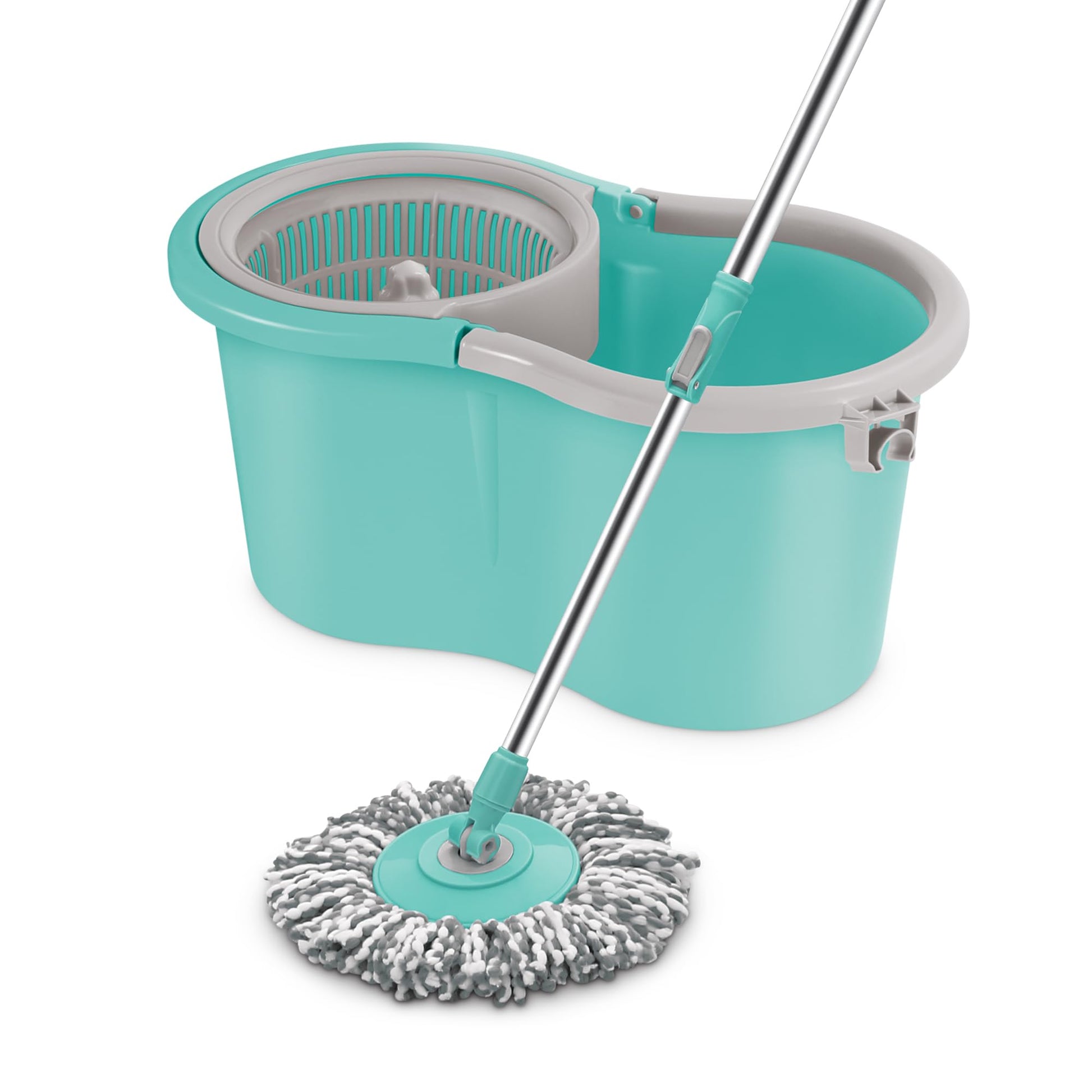 Spotzero by Milton Spin mop and Bucket with Wringer, Extendable Handle 360 Spin mops for Floor Cleaning, 1 Microfiber Refills, Aqua Green, Ace Spin Mop - Medaid International
