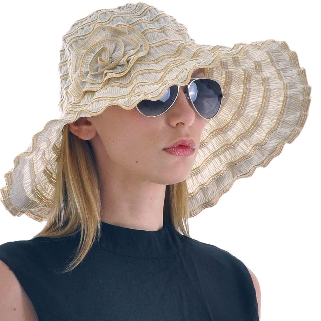 KASTWAVE Women Folding Vintage Outdoor Sun Hats for Beach Garden Travelling UV Protection