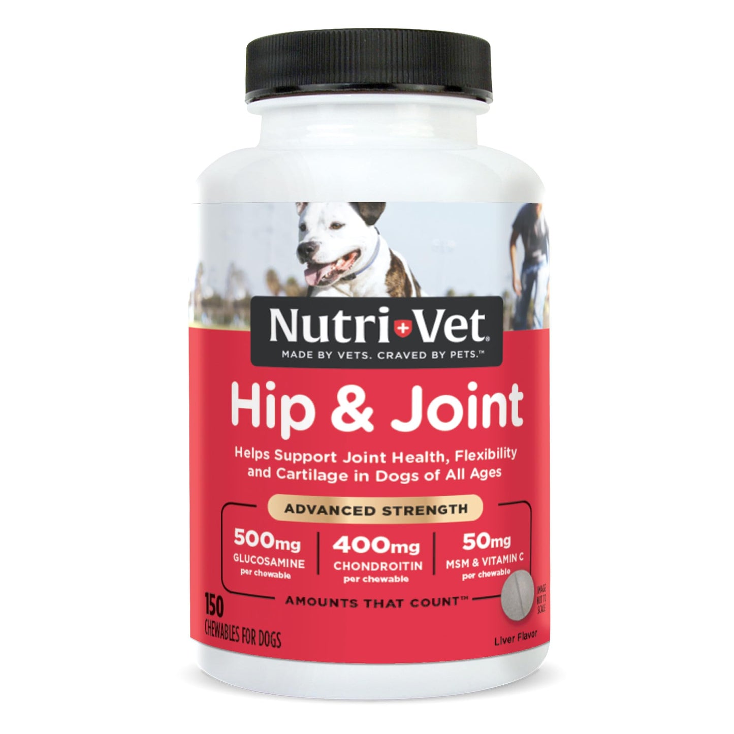 Nutri-Vet Advanced Strength Hip & Joint Chewable Dog Supplements - Formulated with Glucosamine & Chondroitin to Support Dog Cartilage & Mobility - 150 Tablets